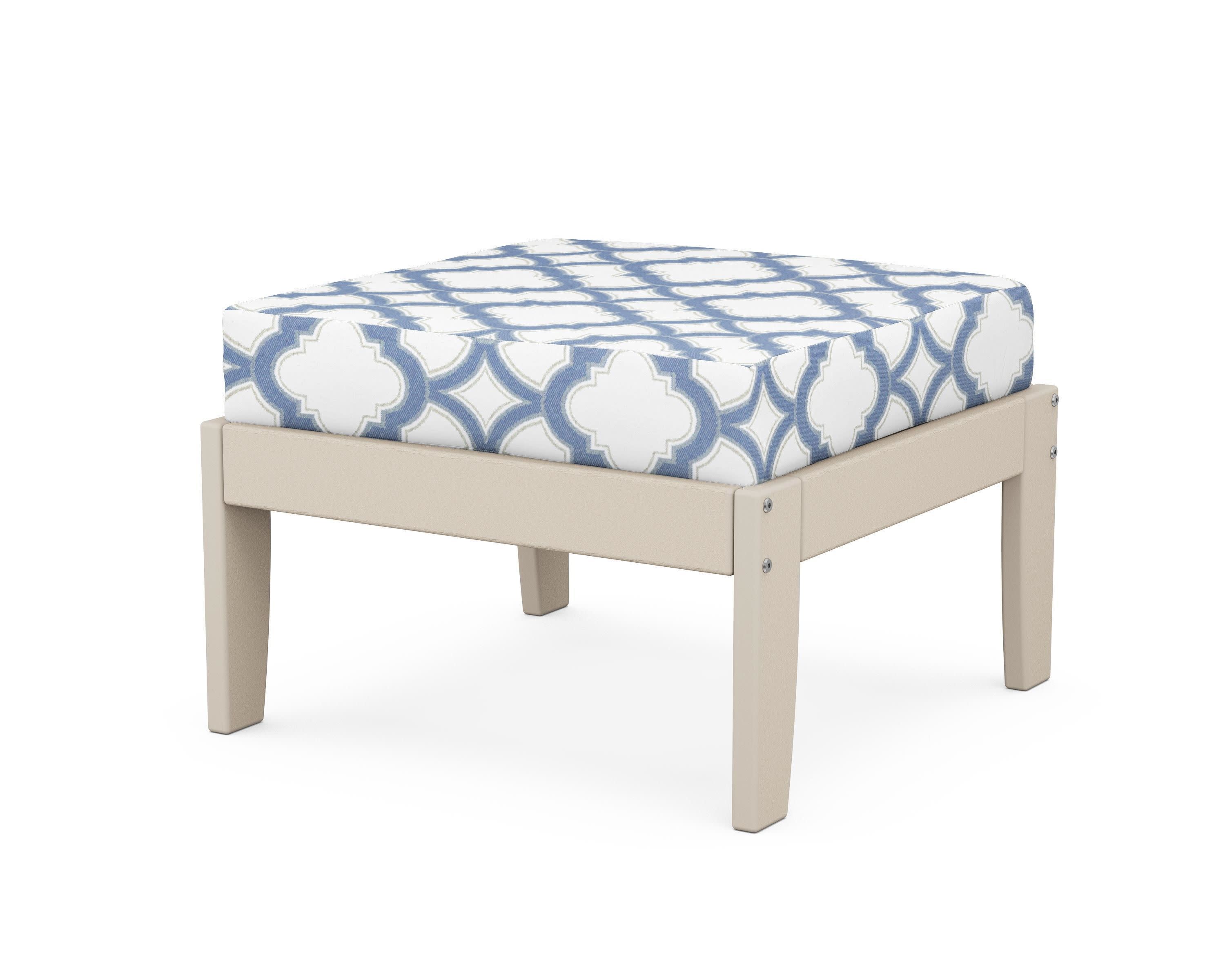 Modular Ottoman - Classic in Sand / Trellis Sky Blue