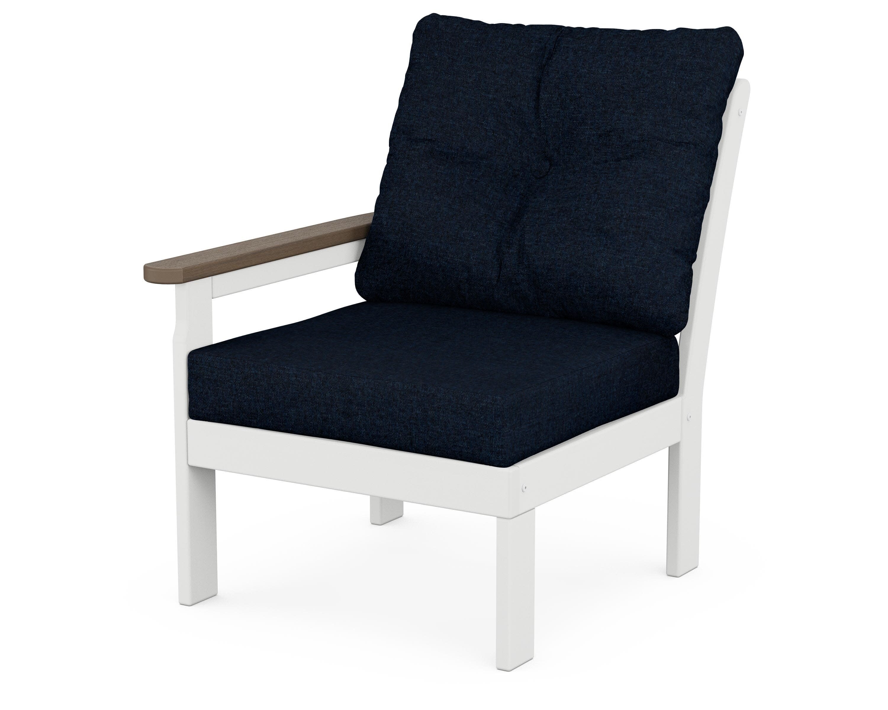 Vineyard Modular Left Arm Chair in White / Kona / Marine Indigo