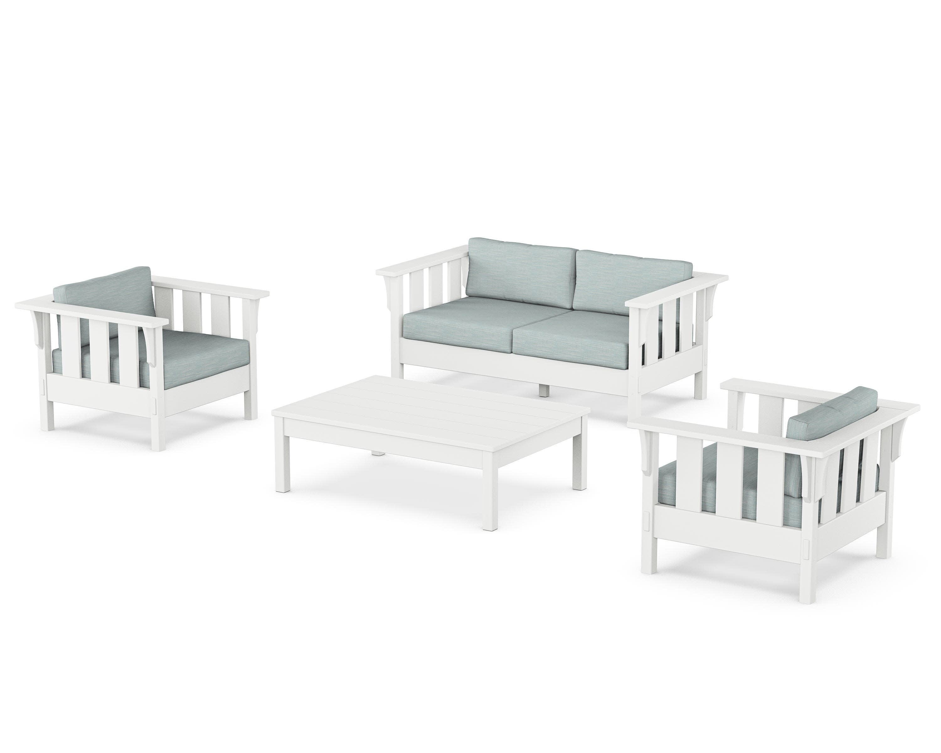 Acadia 4-Piece Deep Seating Set with Loveseat in White / Soothe Mist