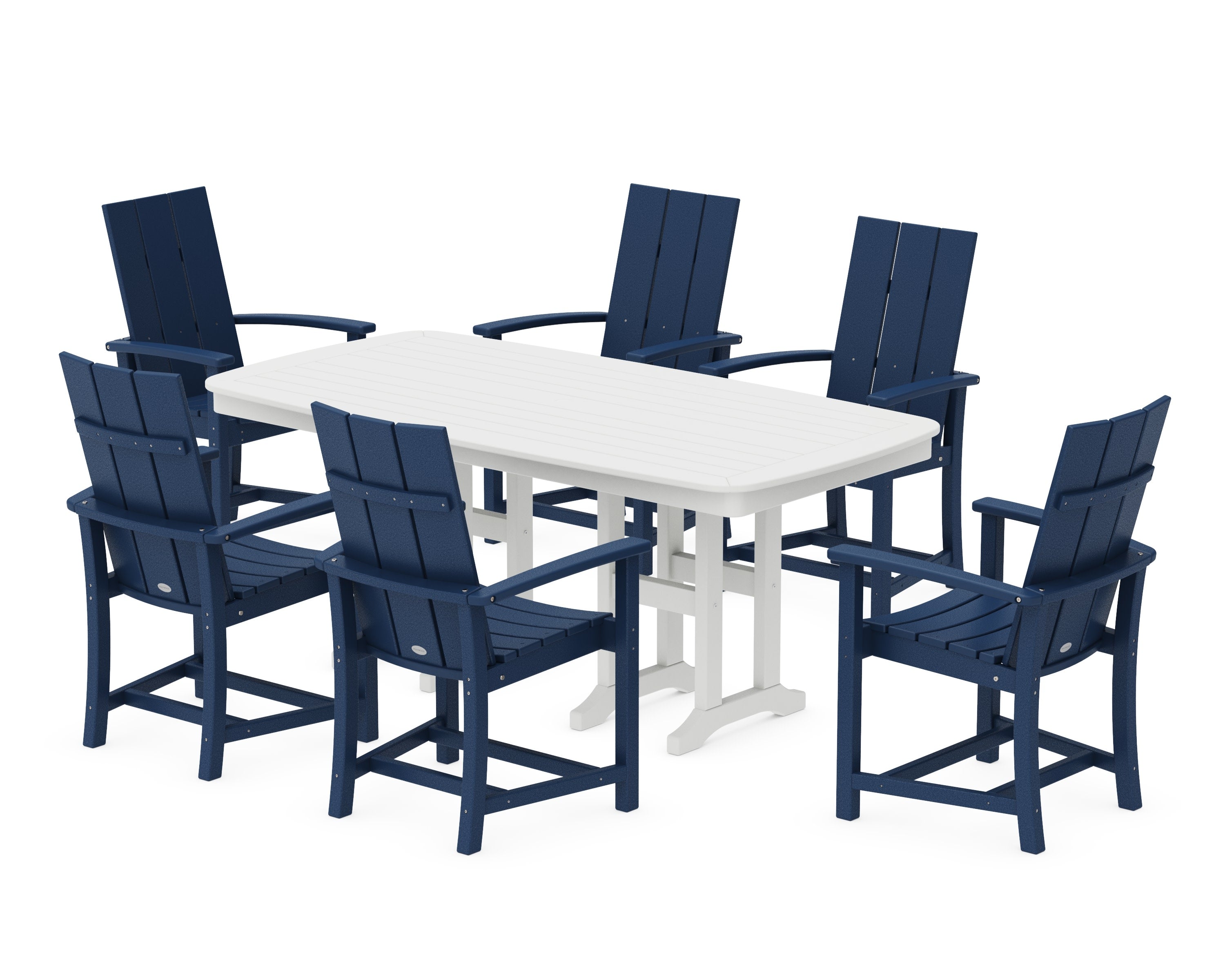 Modern Adirondack 7-Piece Dining Set in Navy / White