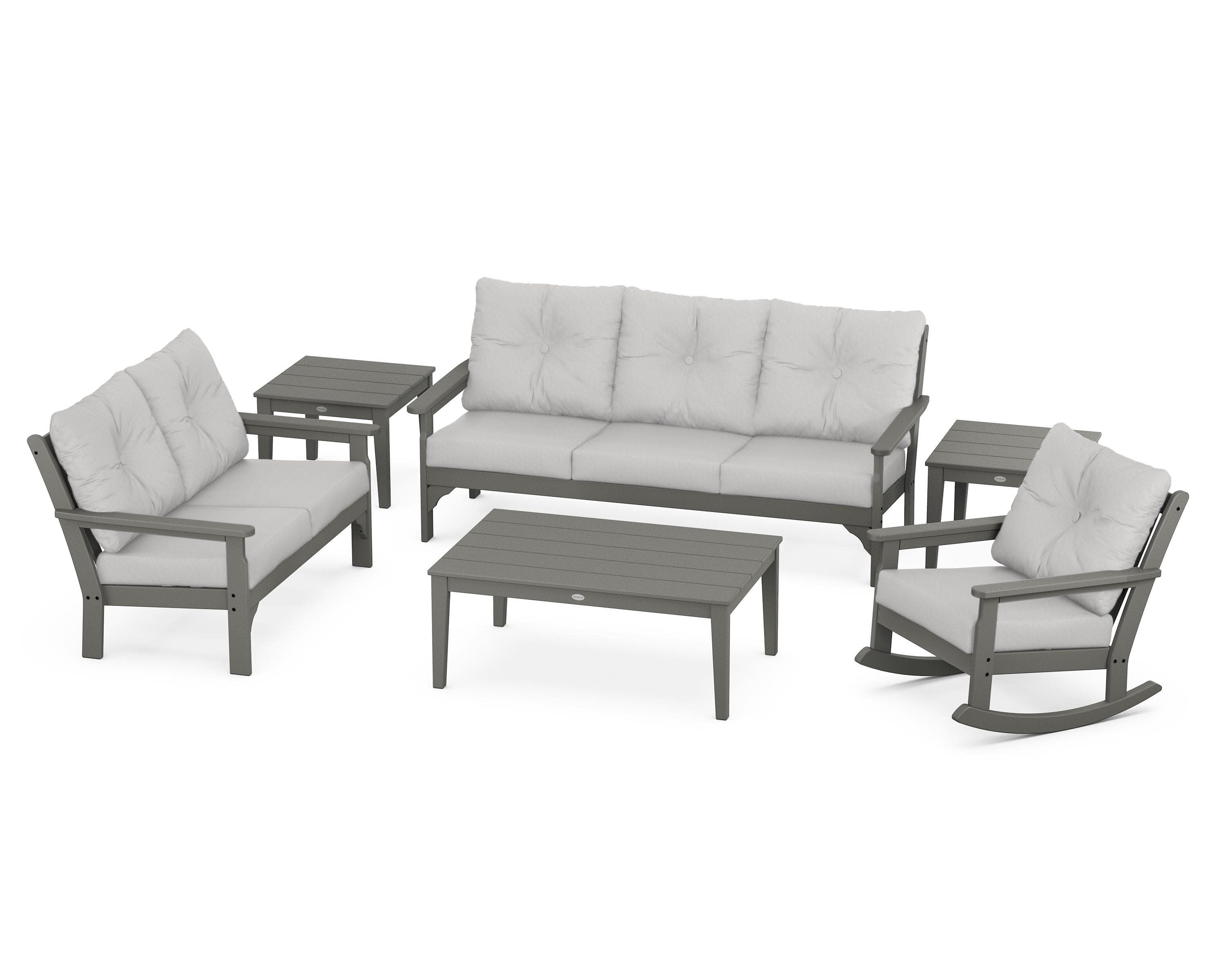 Vineyard 6-Piece Deep Seating Set in Slate Grey / Diamond in the Rough