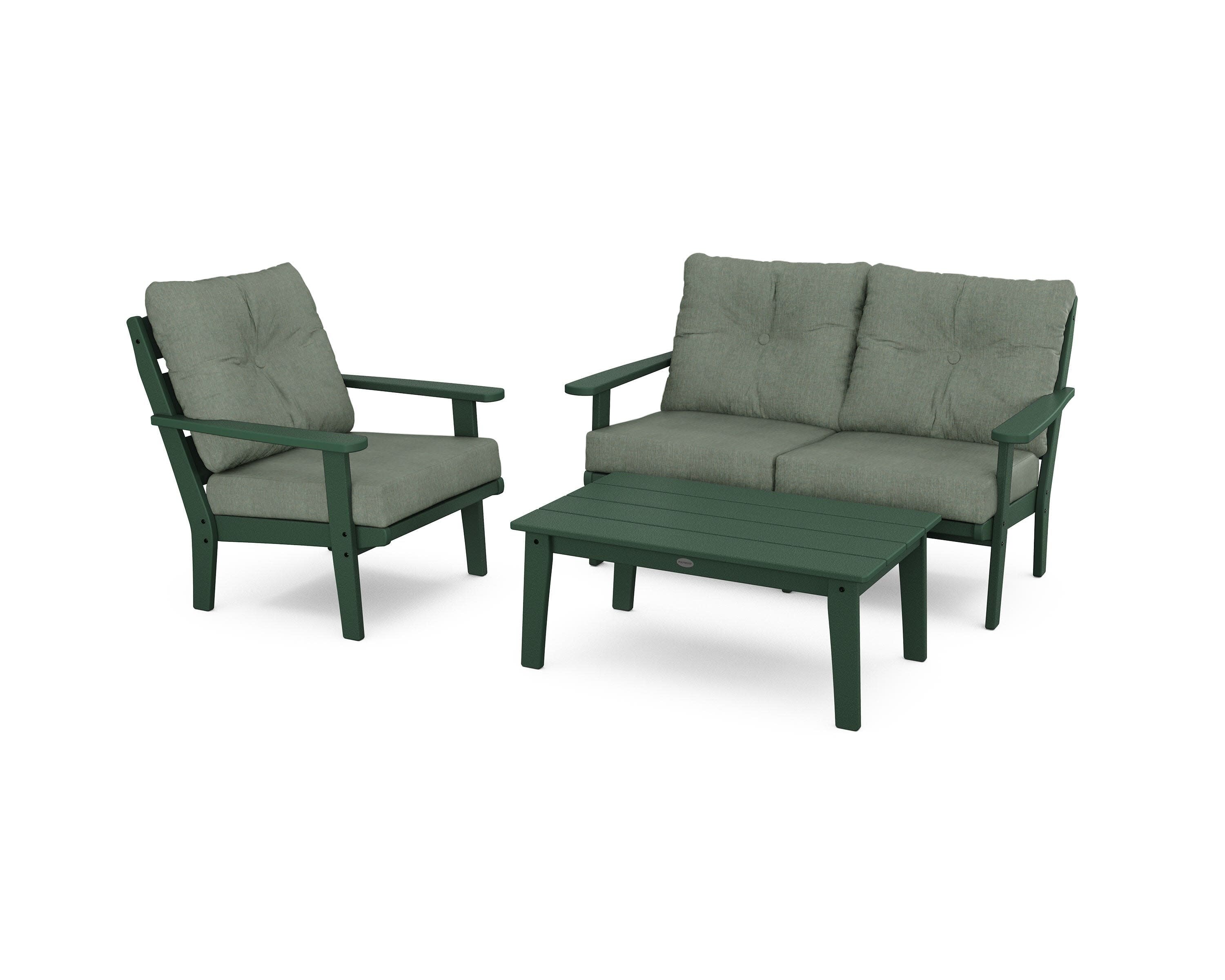 Lakeside 3-Piece Deep Seating Set in Green / Cast Sage