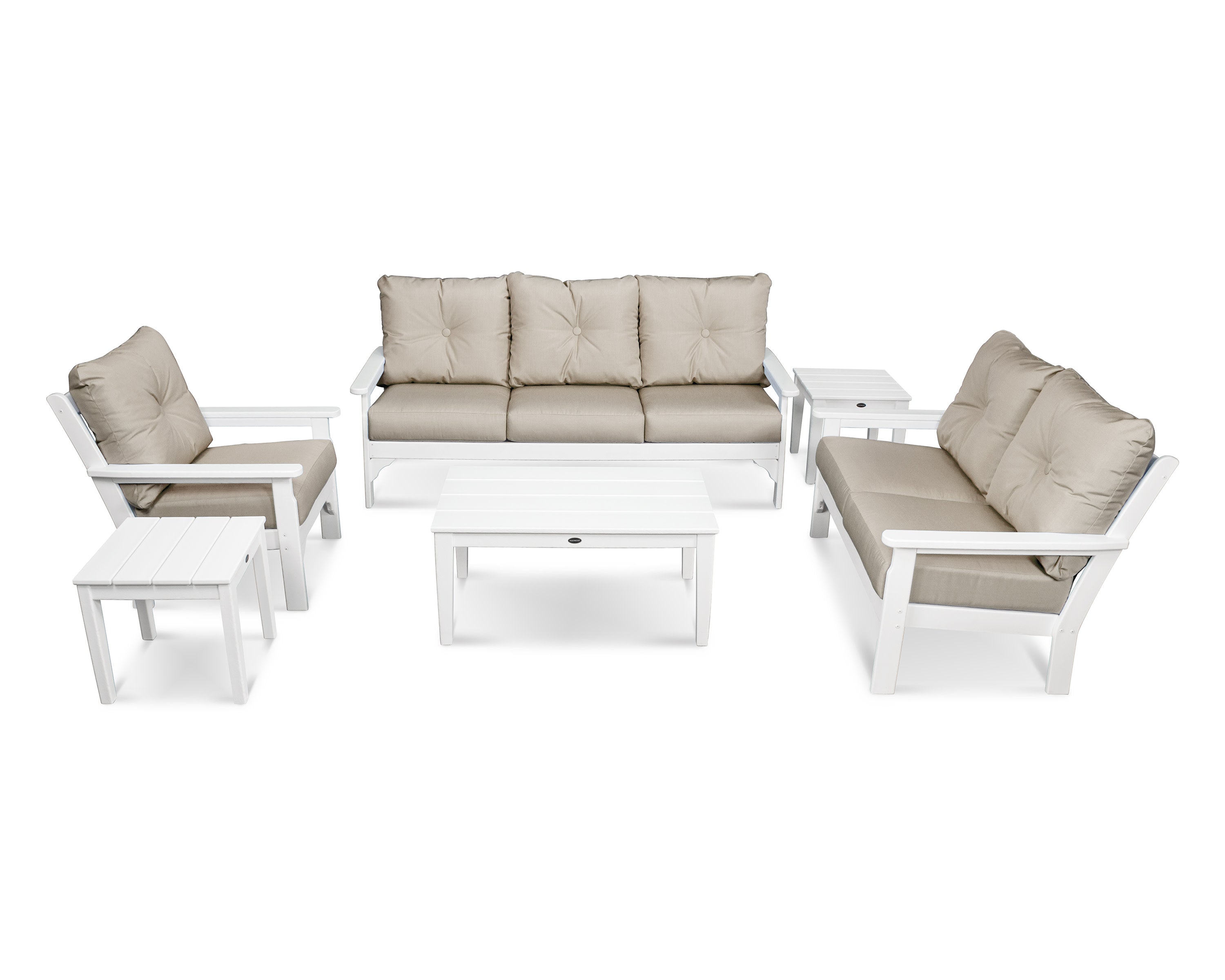 Vineyard 6-Piece Deep Seating Set in White / Cast Ash