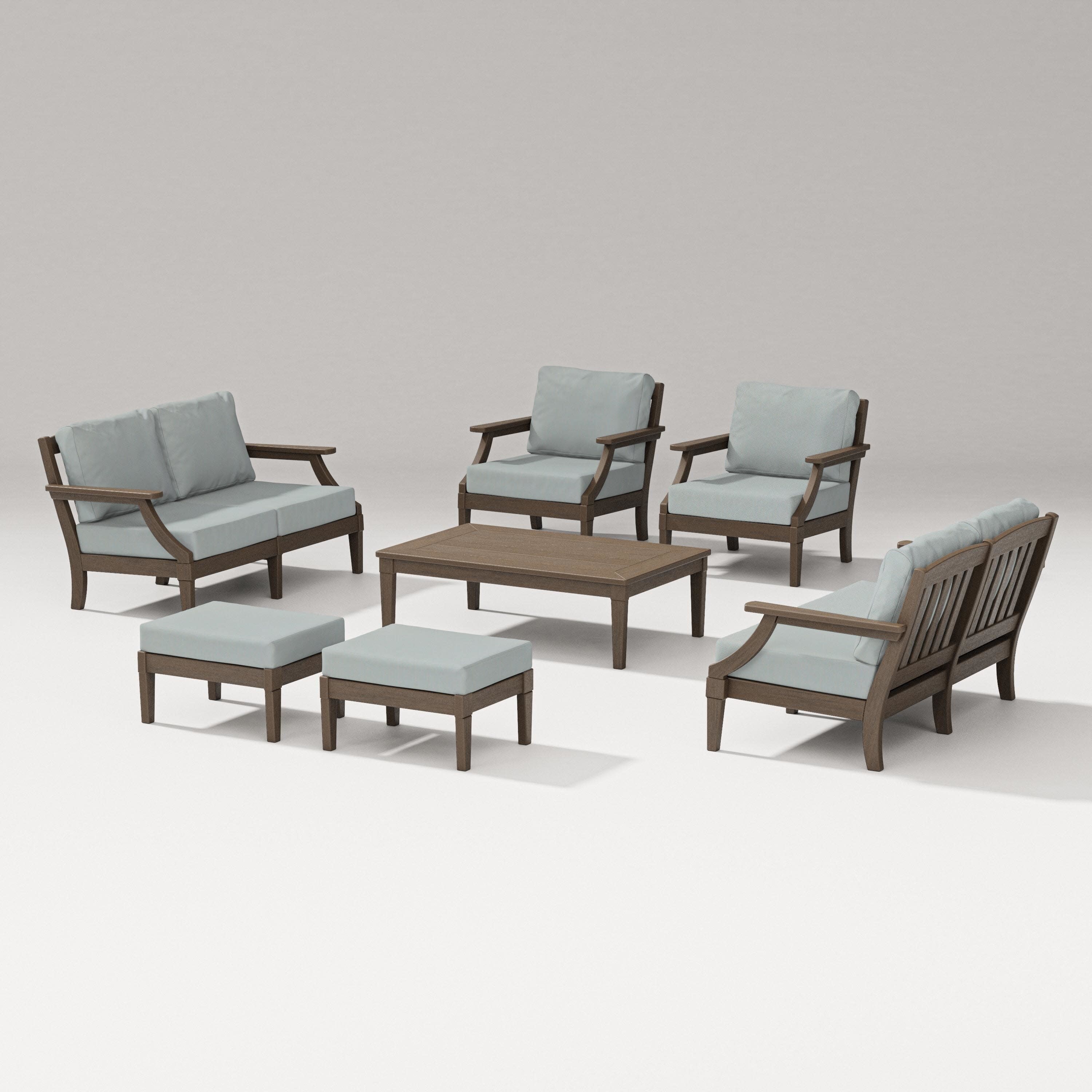 Estate 7-Piece Lounge Loveseat Set in Kona / Spa