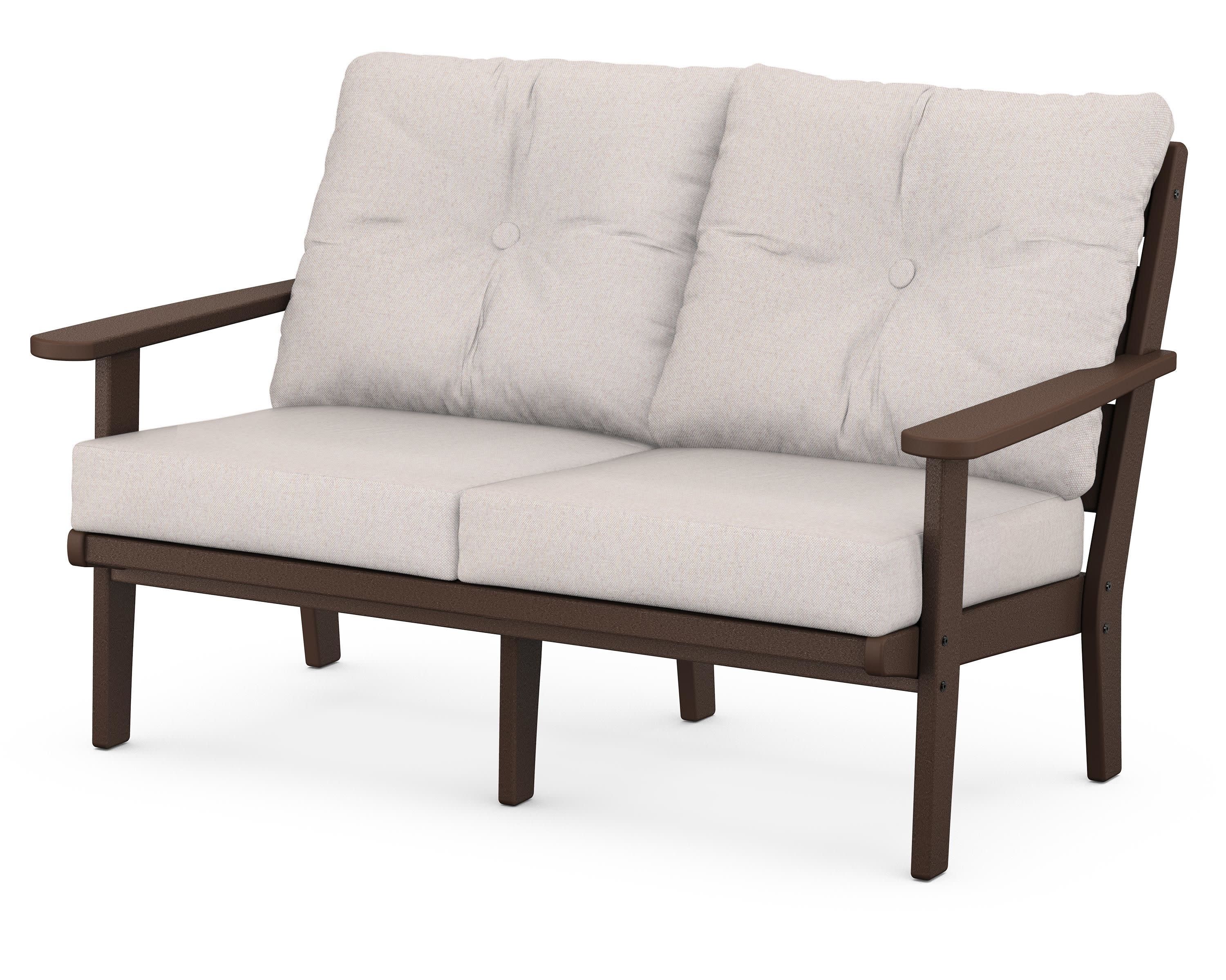 Lakeside Deep Seating Loveseat in Mahogany / Dune Burlap