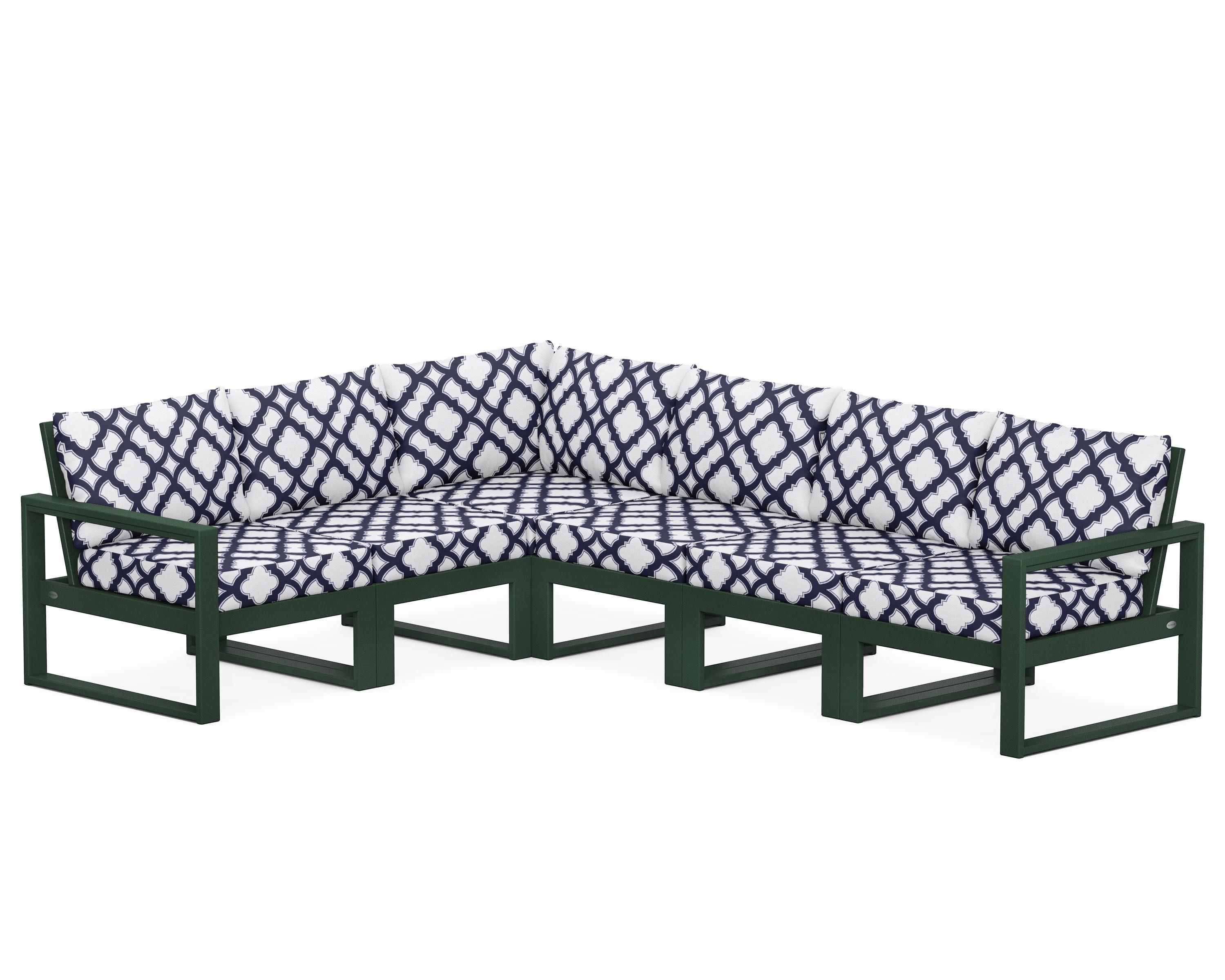 EDGE 6-Piece Modular Deep Seating Set in Green / Trellis Navy