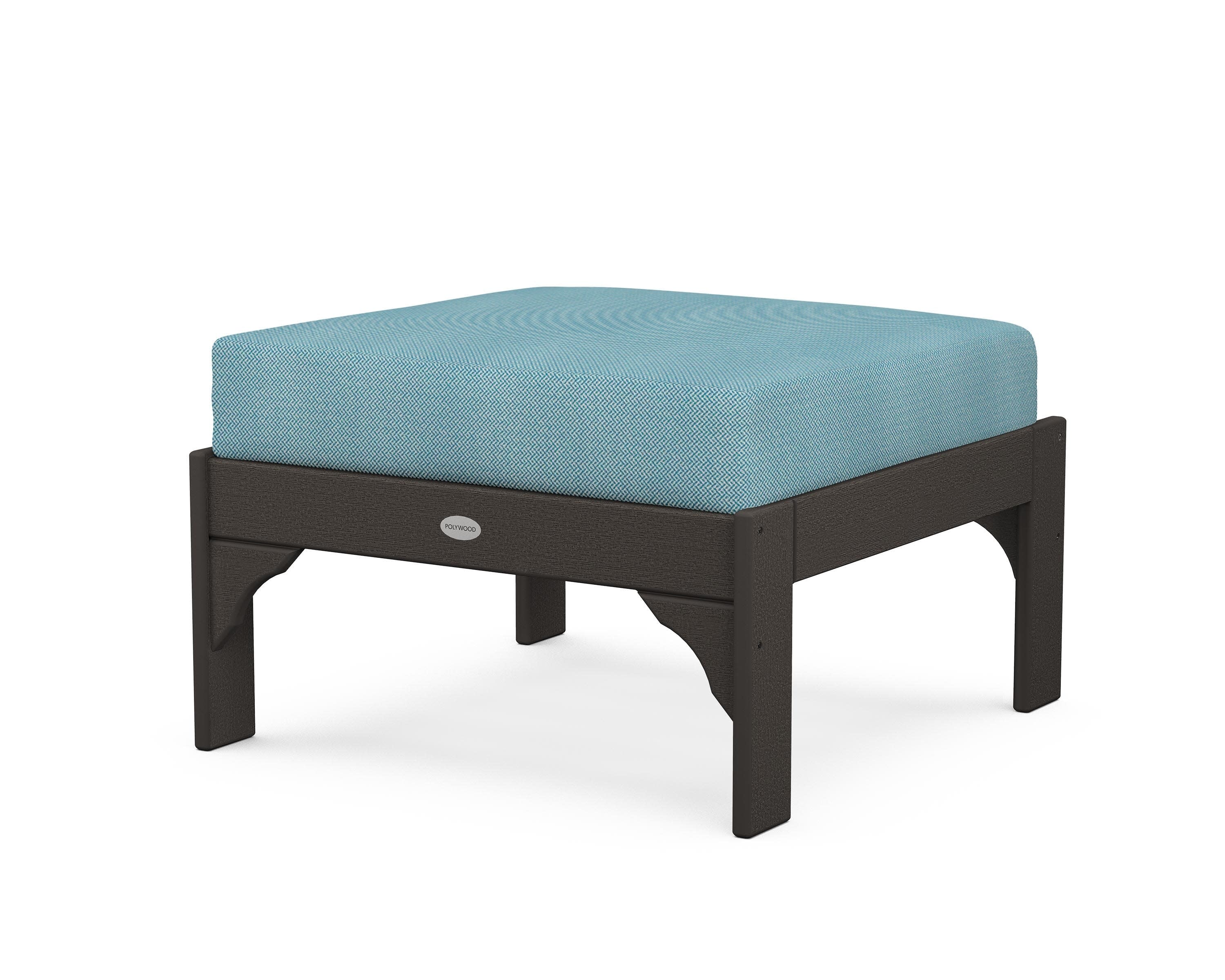 Vineyard Deep Seating Ottoman in Vintage Coffee / Lattice Sky Blue
