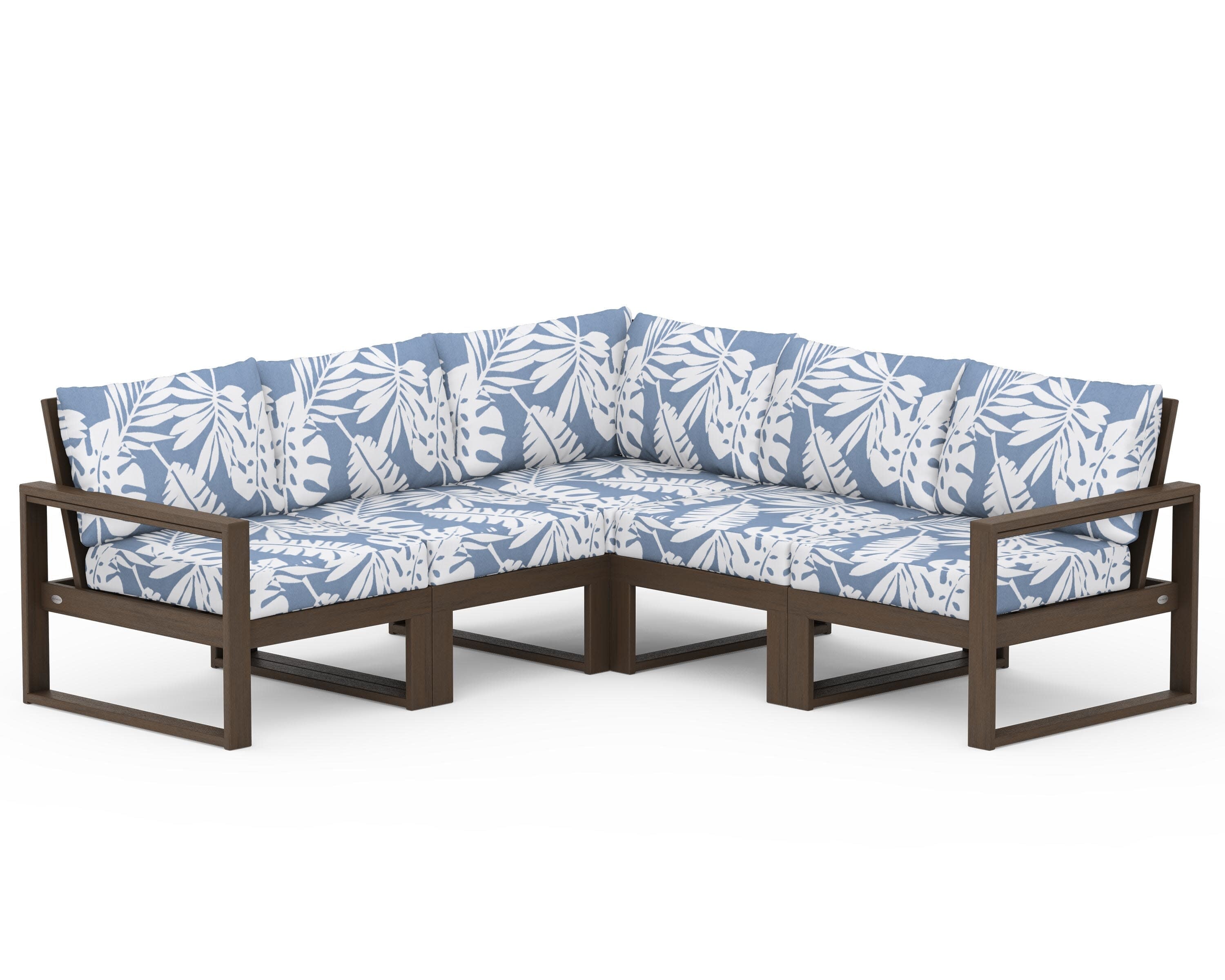 EDGE 5-Piece Modular Deep Seating Set in Kona / Leaf Sky Blue