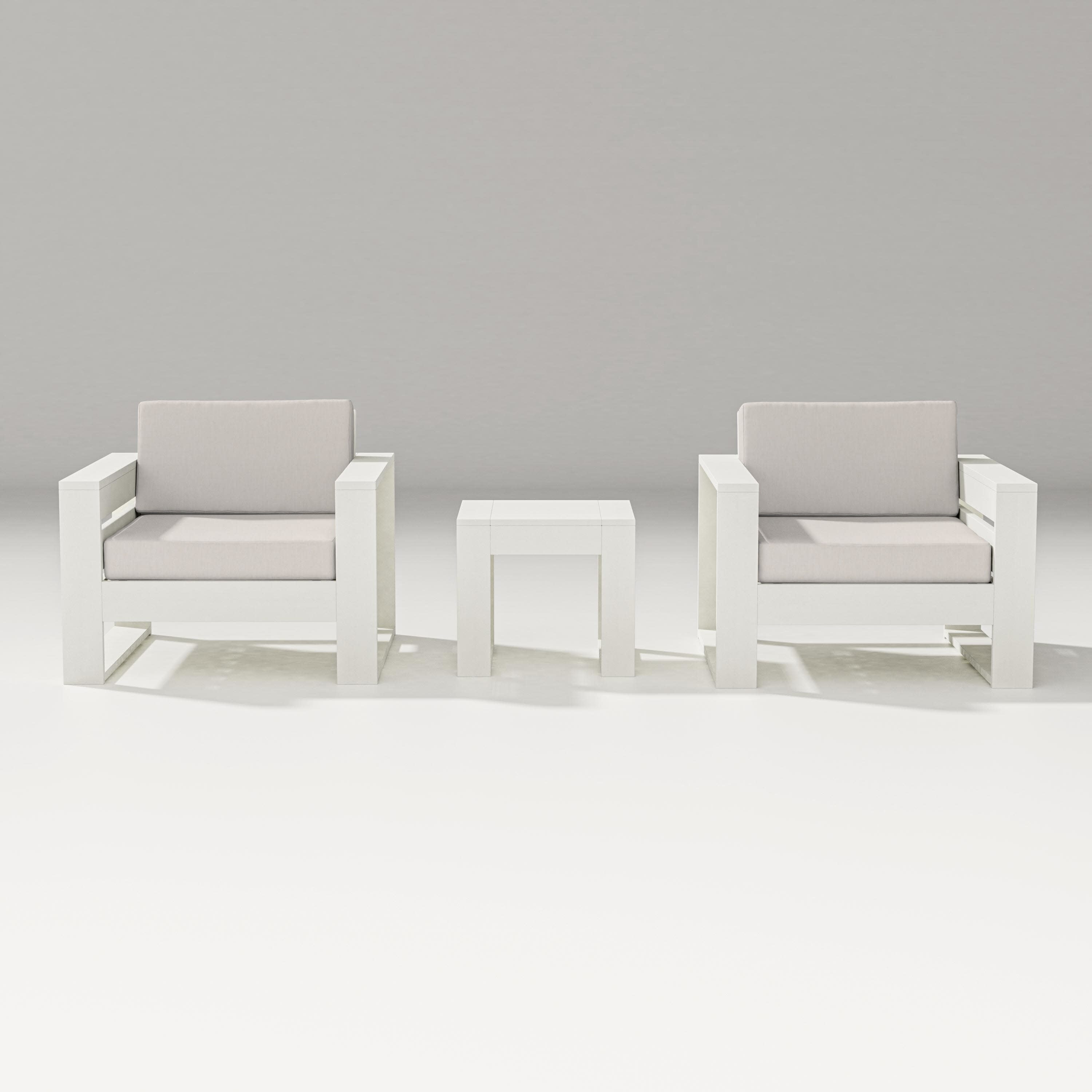 Latitude 3-Piece Lounge Chair Set in Vintage White / Cast Ash