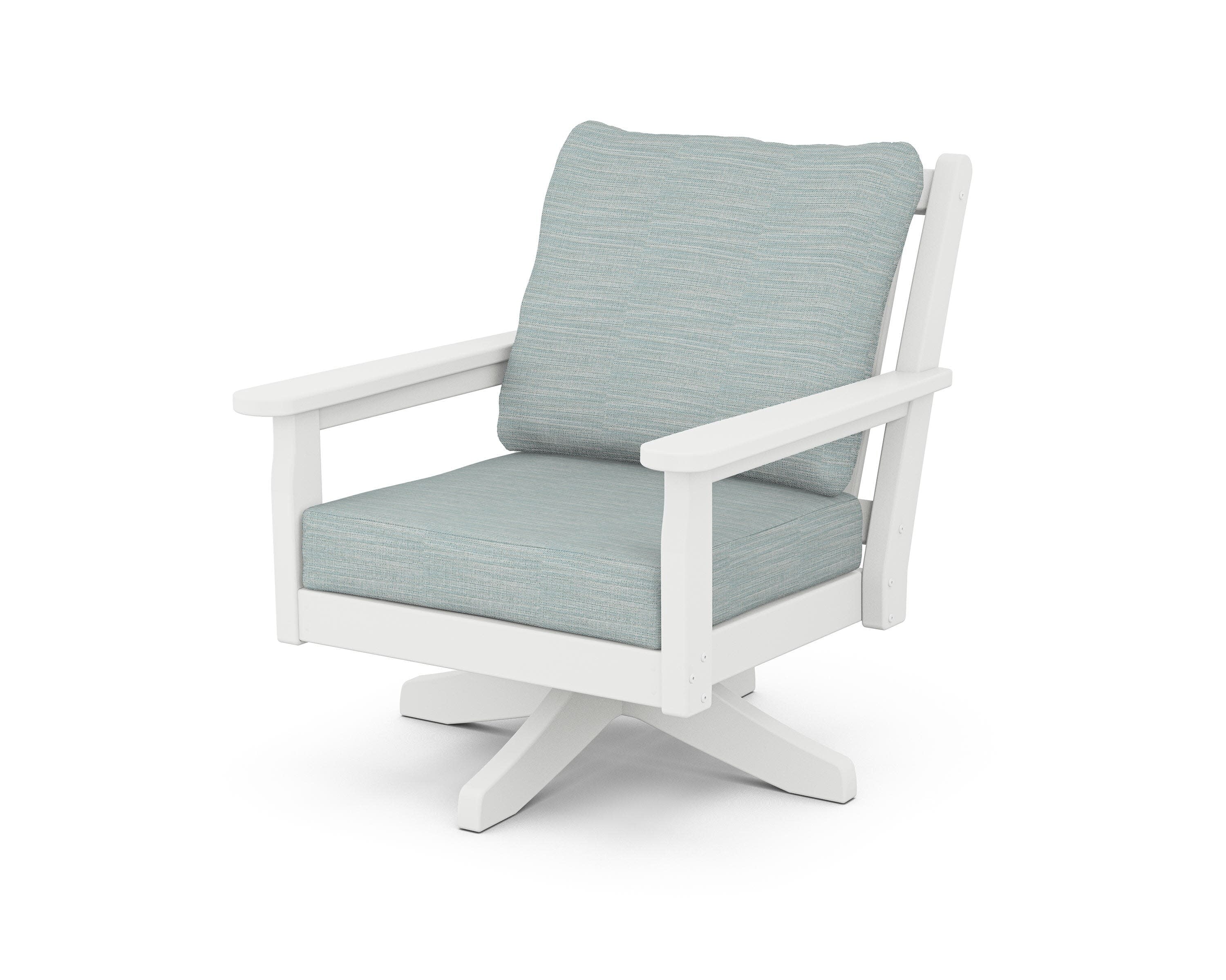 Chippendale Deep Seating Swivel Chair in White / Soothe Mist