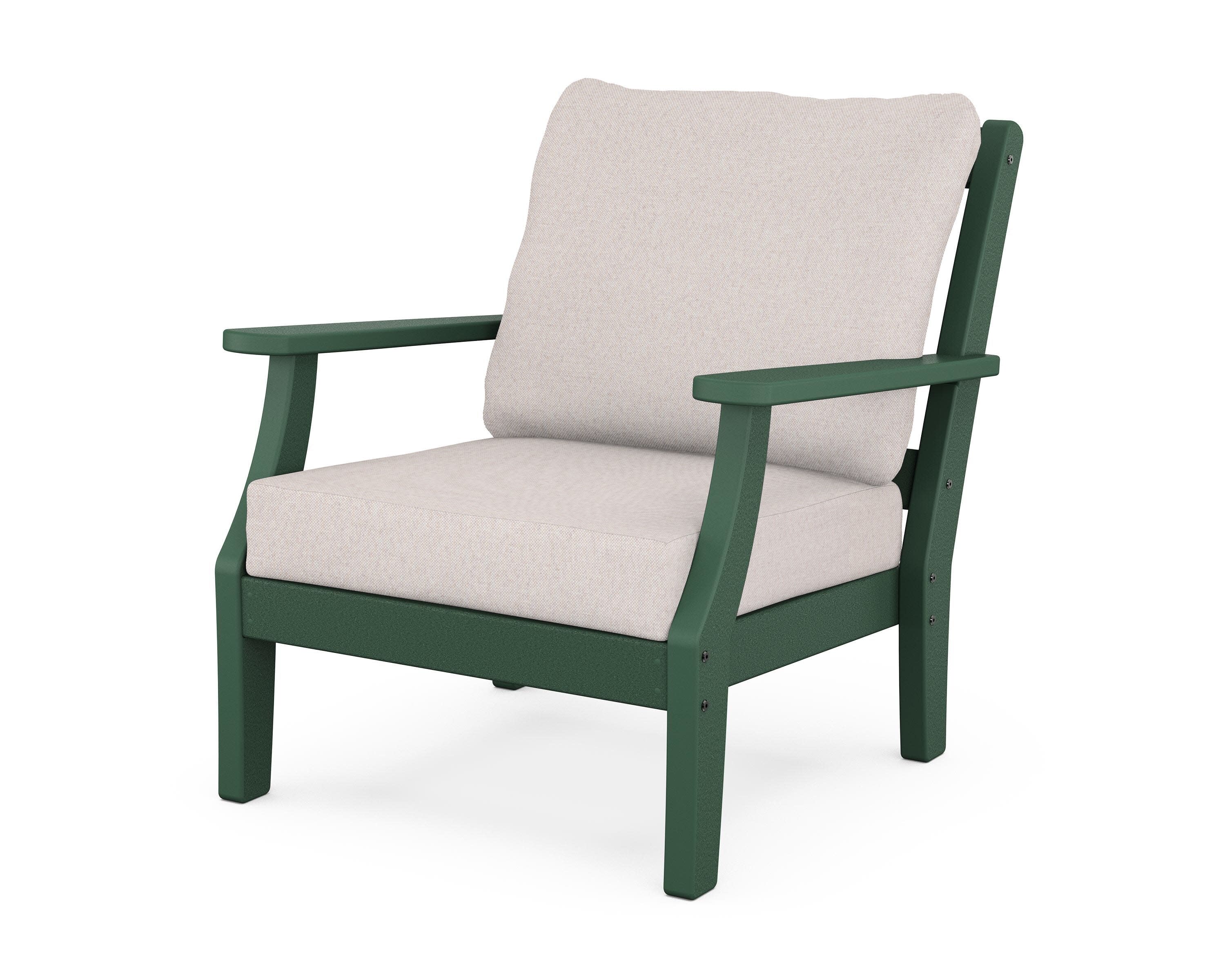 Chinoiserie Deep Seating Chair in Green / Dune Burlap