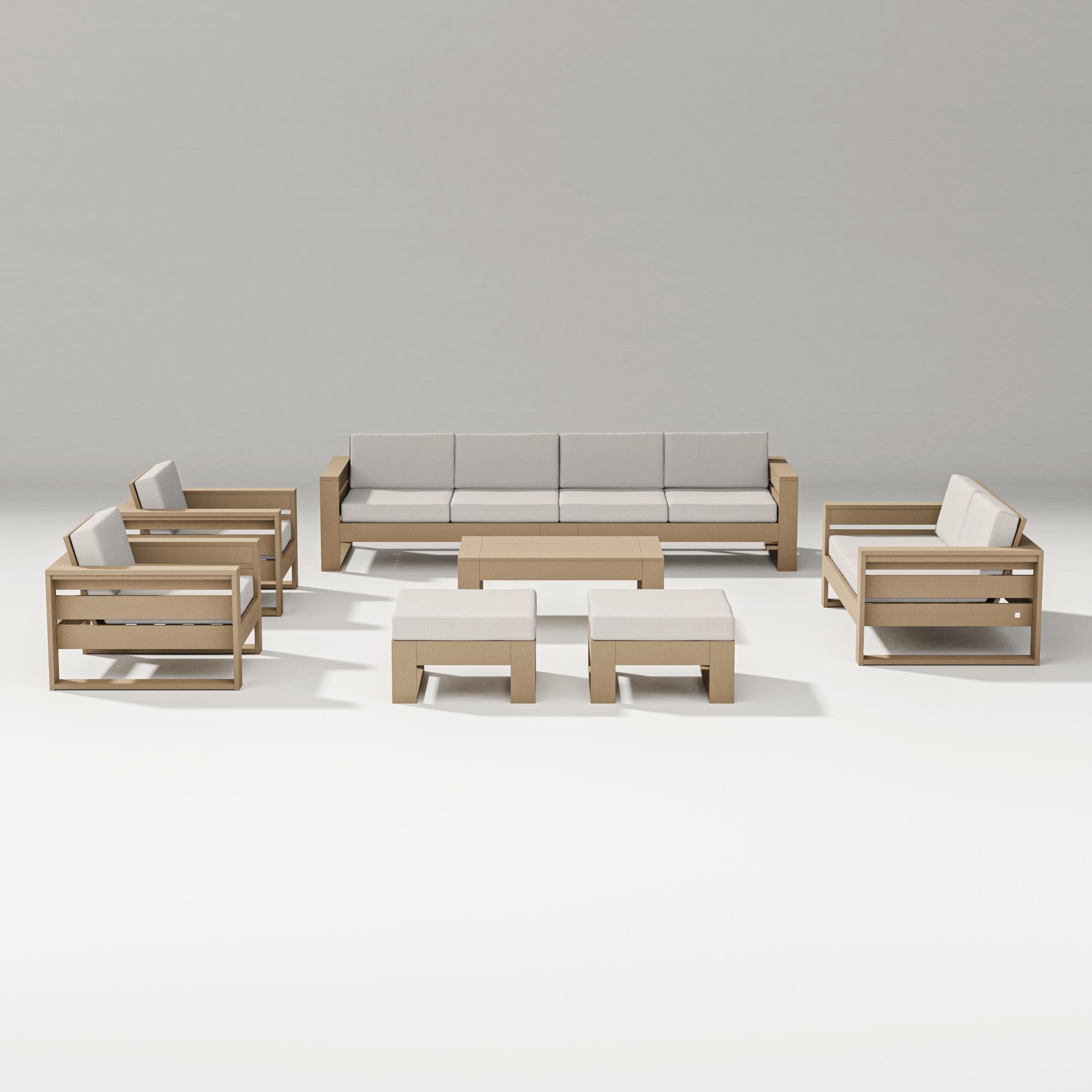 Latitude 8-Piece Lounge Sofa Set in Vintage Sahara / Cast Ash