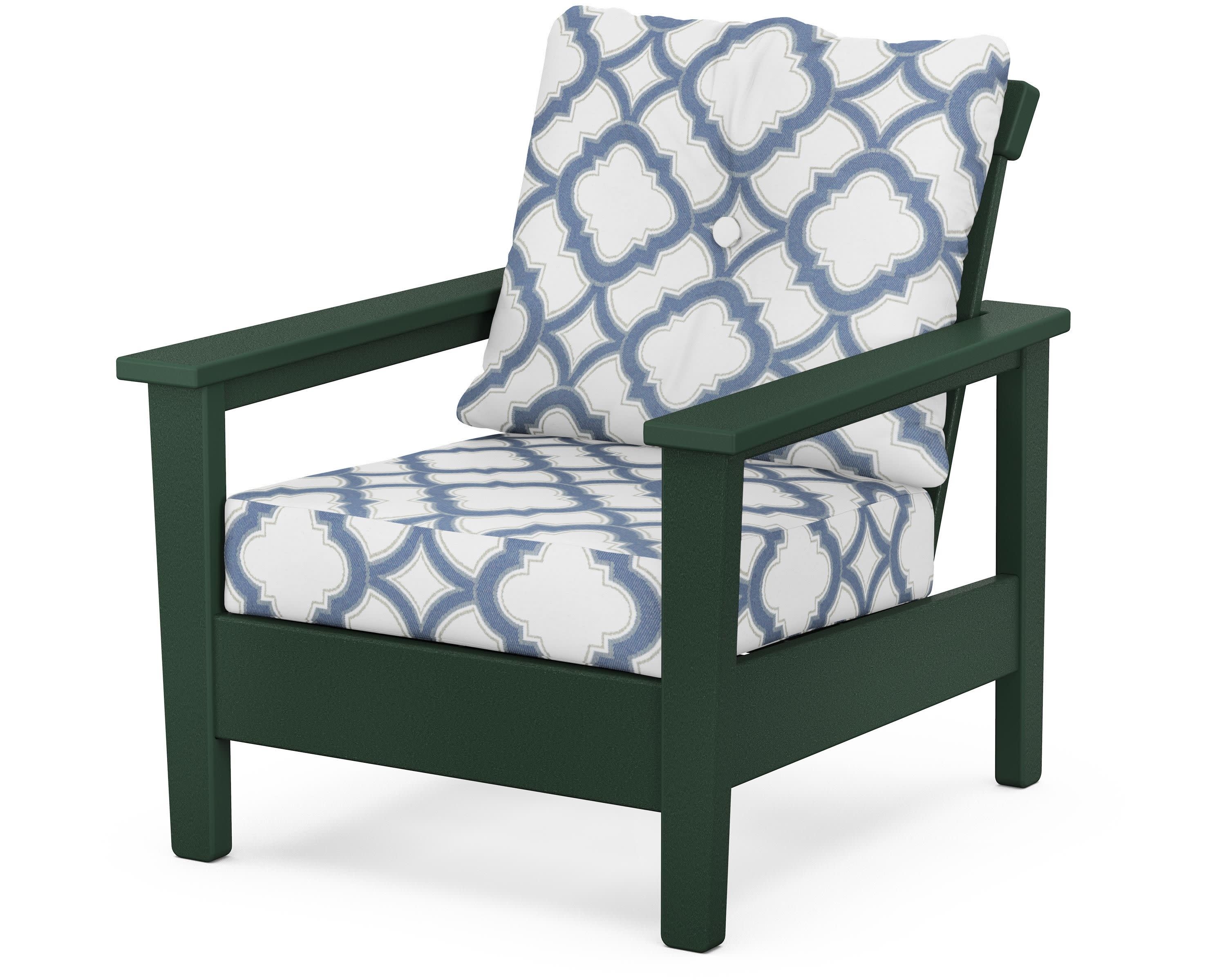 Prescott Deep Seating Chair in Green / Trellis Sky Blue