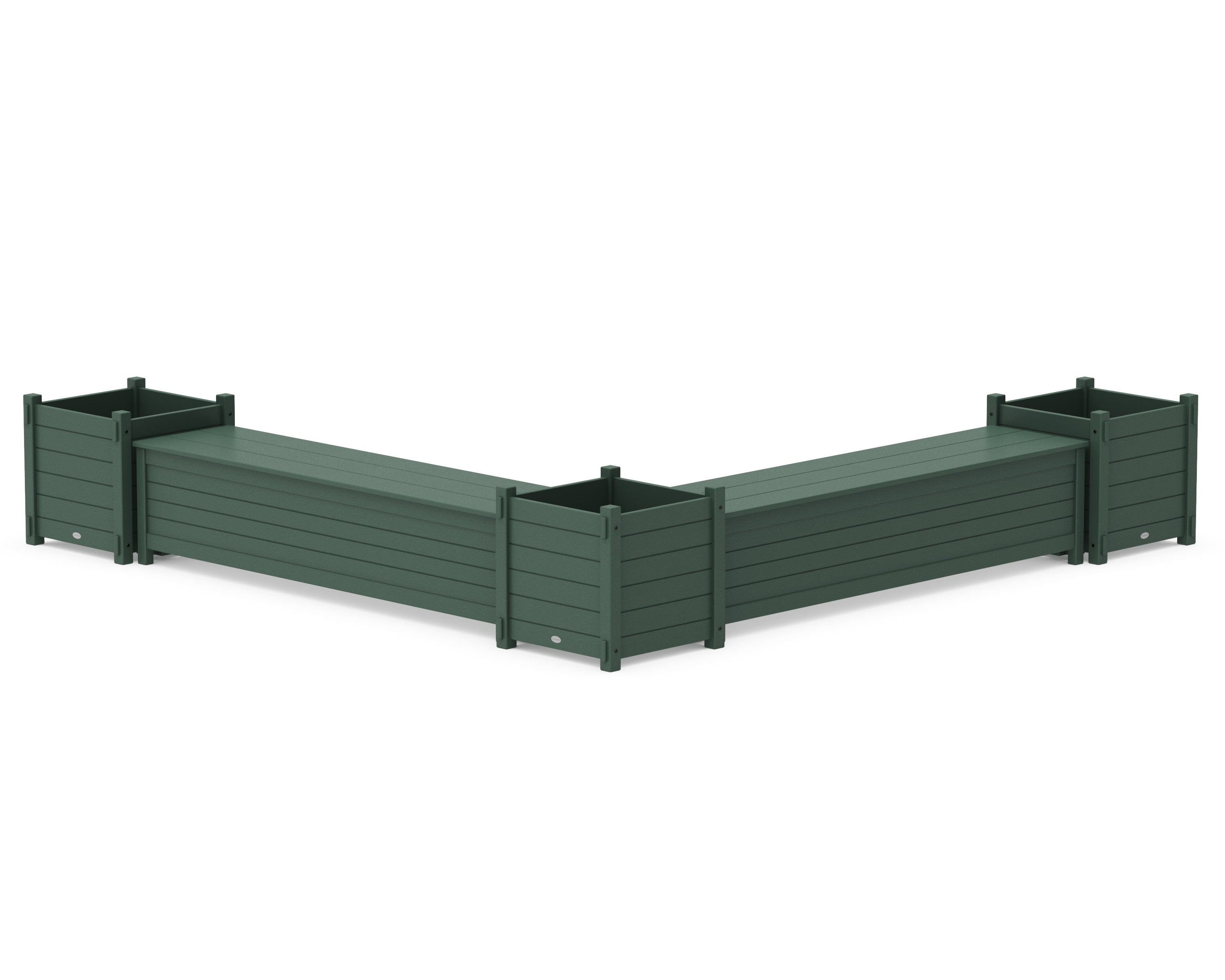 72" Nautical L- Shaped Planter Storage Bench Corner Set- Large in Green