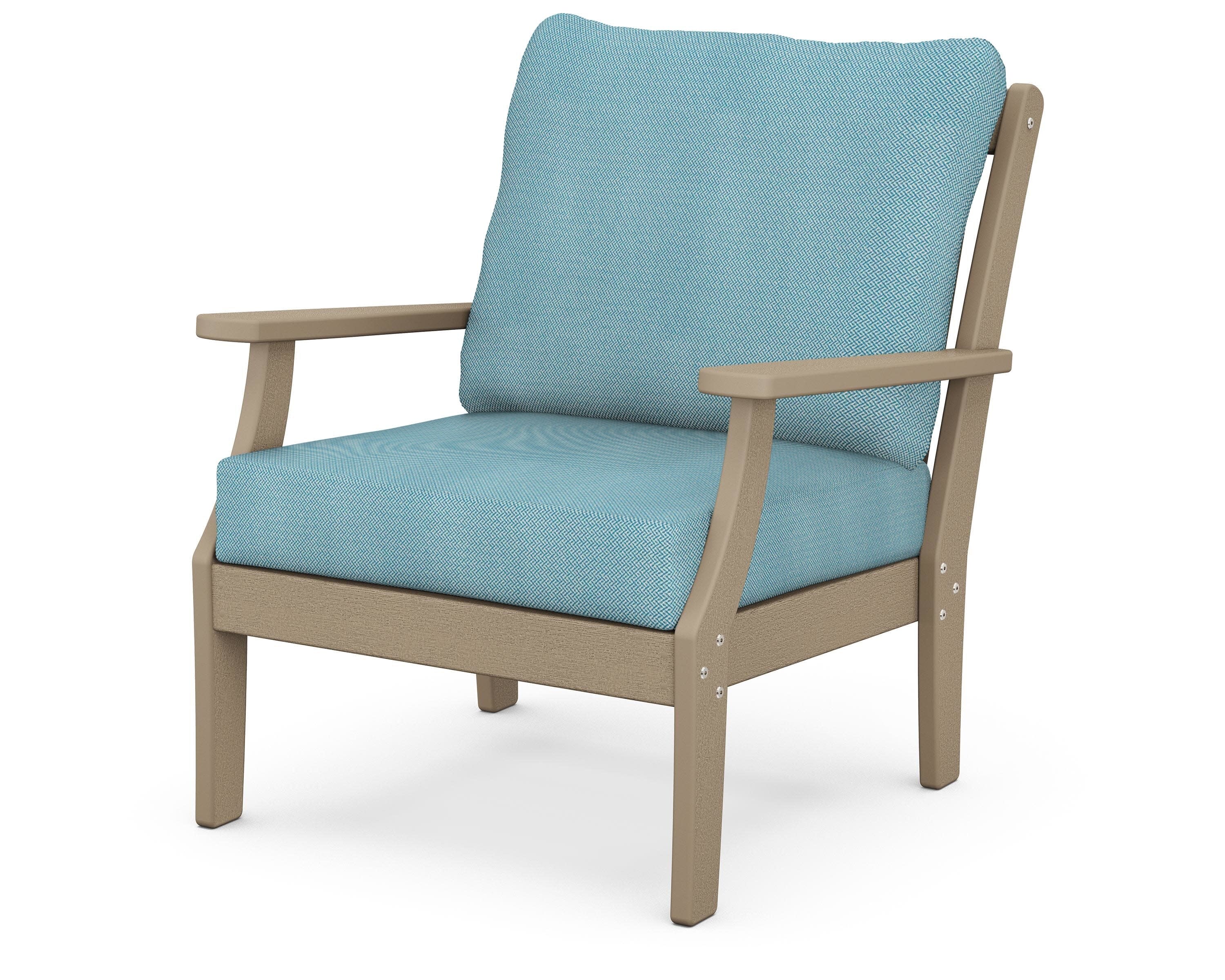 Braxton Deep Seating Chair in Vintage Sahara / Lattice Sky Blue