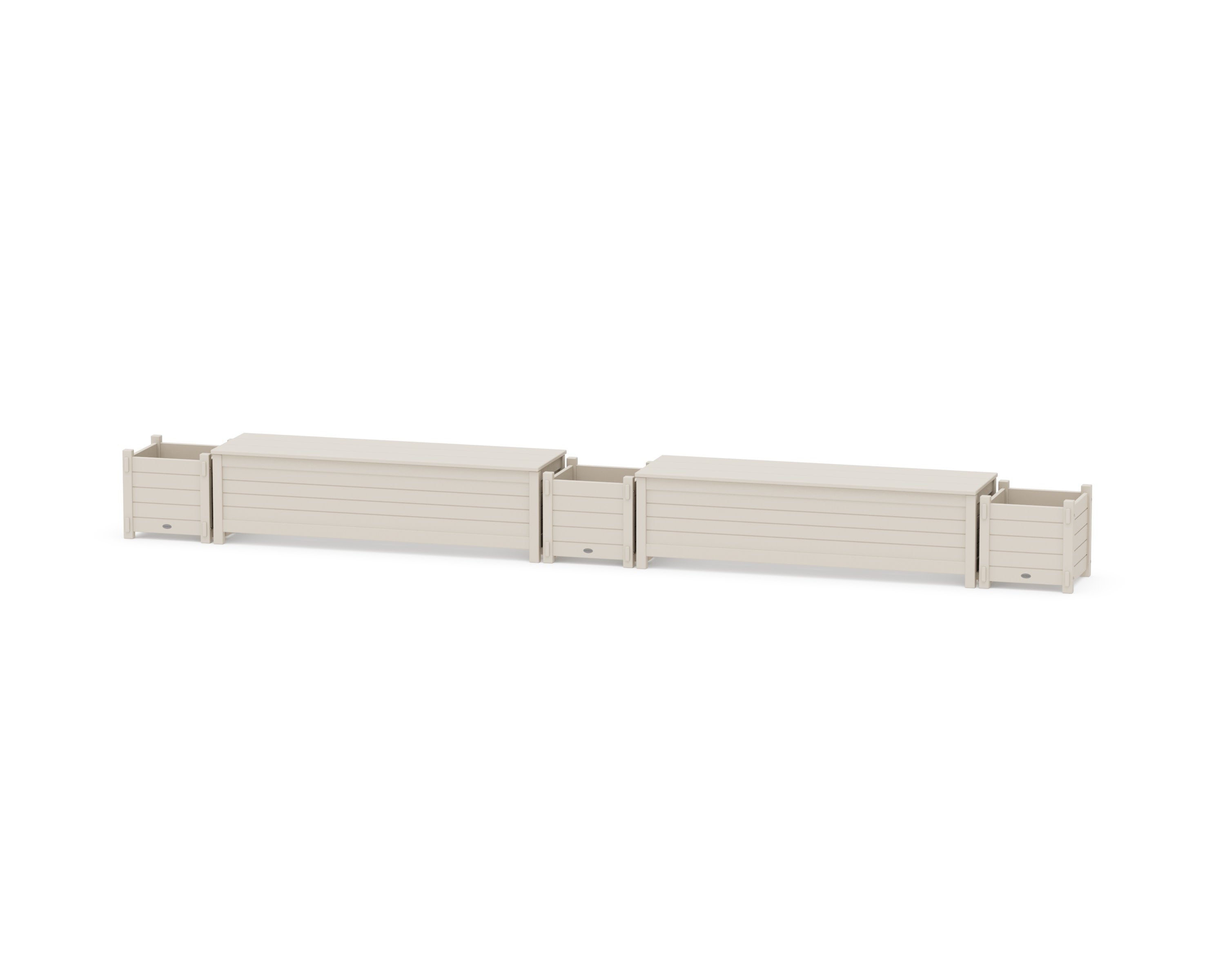 60" Nautical Straight Double Planter Storage Bench Set in Sand