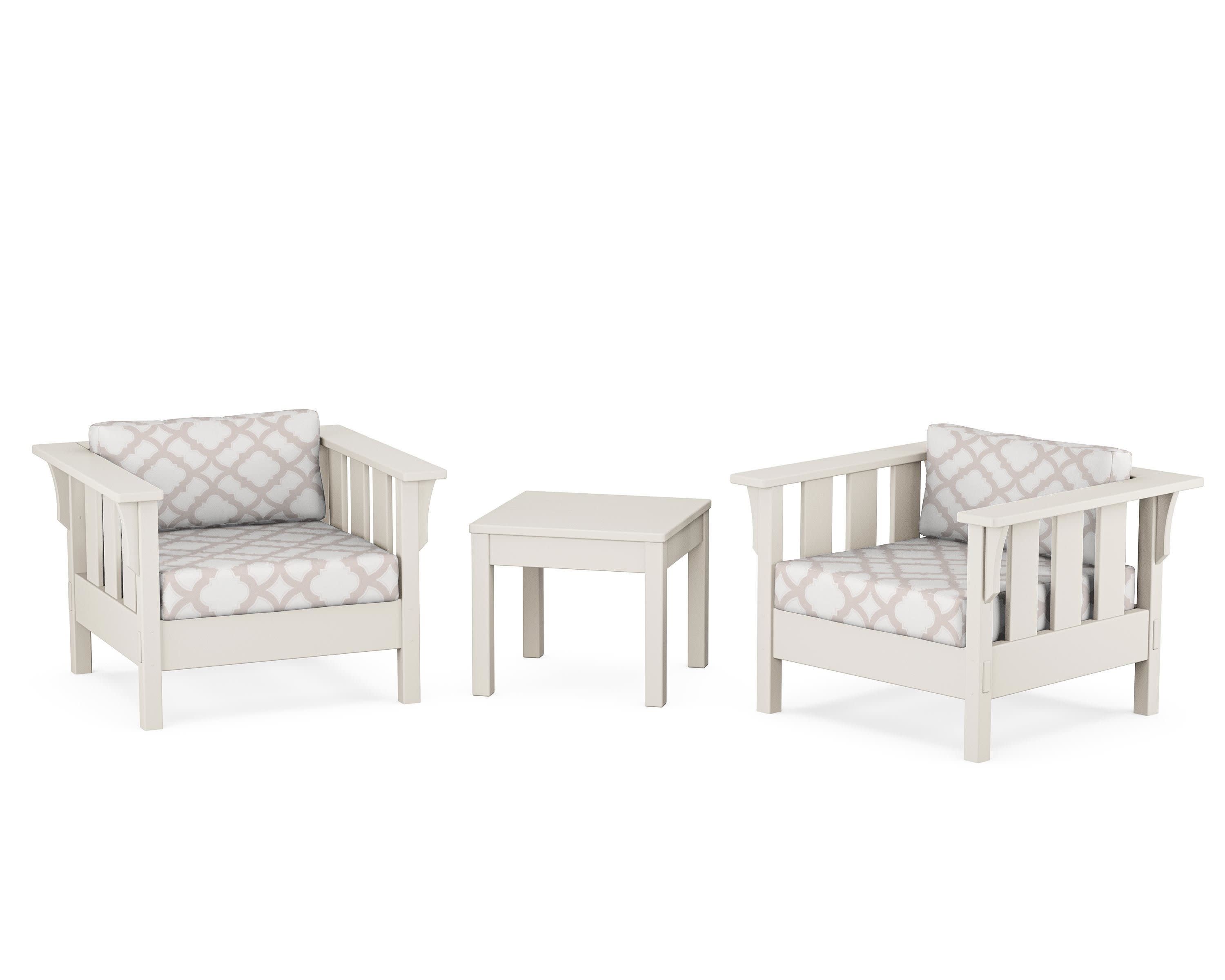 Acadia 3-Piece Deep Seating Set in Sand / Trellis Dune Burlap