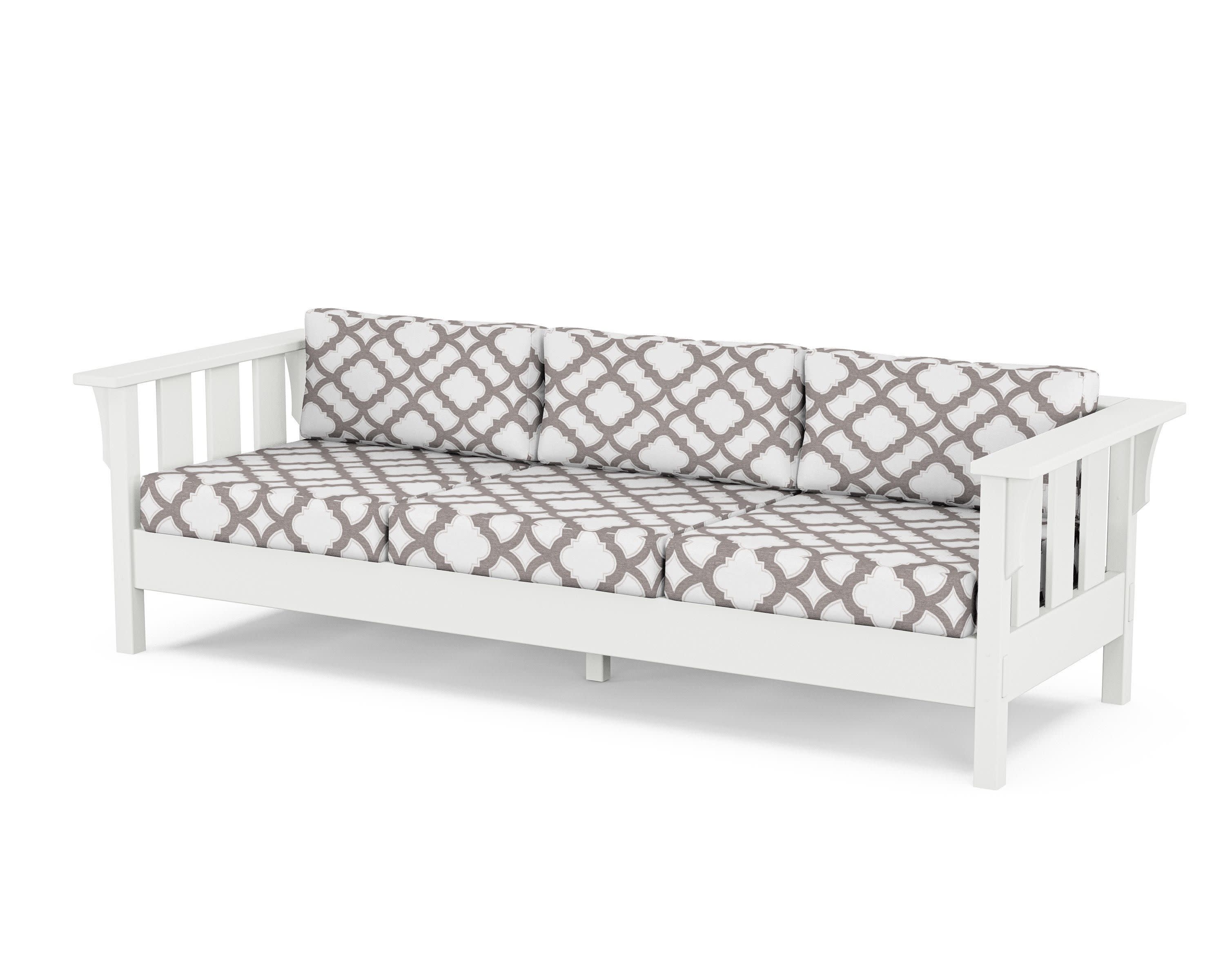 Acadia Deep Seating Sofa in White / Trellis Grey Mist