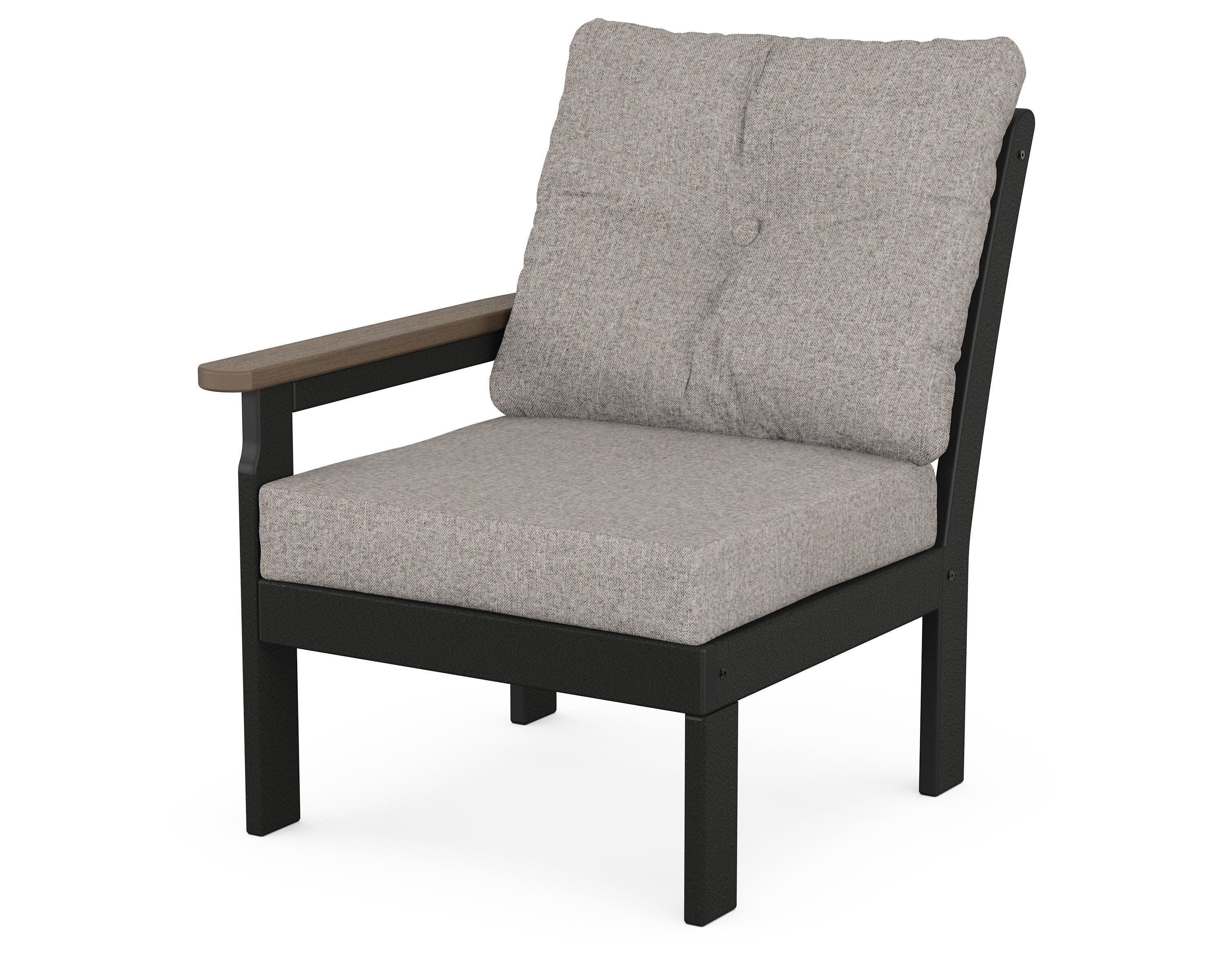 Vineyard Modular Left Arm Chair in Black / Kona / Weathered Tweed