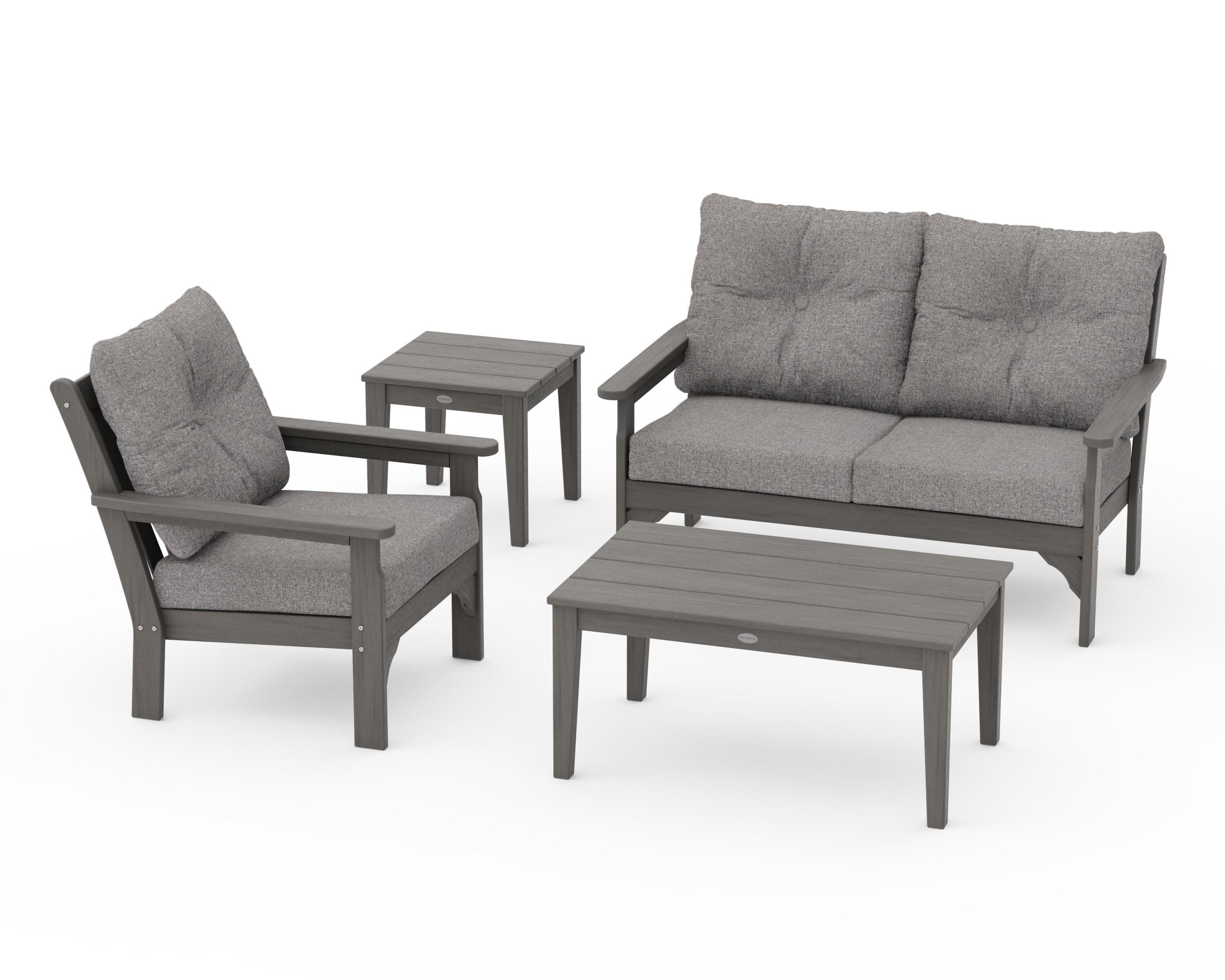 Vineyard 4-Piece Deep Seating Set in Driftwood / Grey Mist