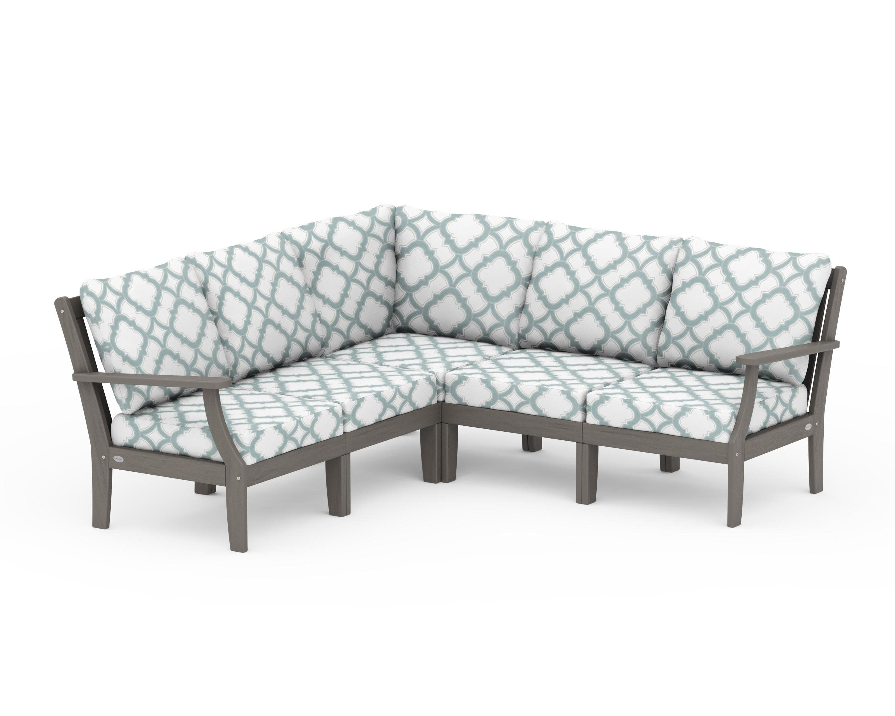 Braxton Modular 5-Piece Deep Seating Set in Driftwood / Trellis Glacier Spa