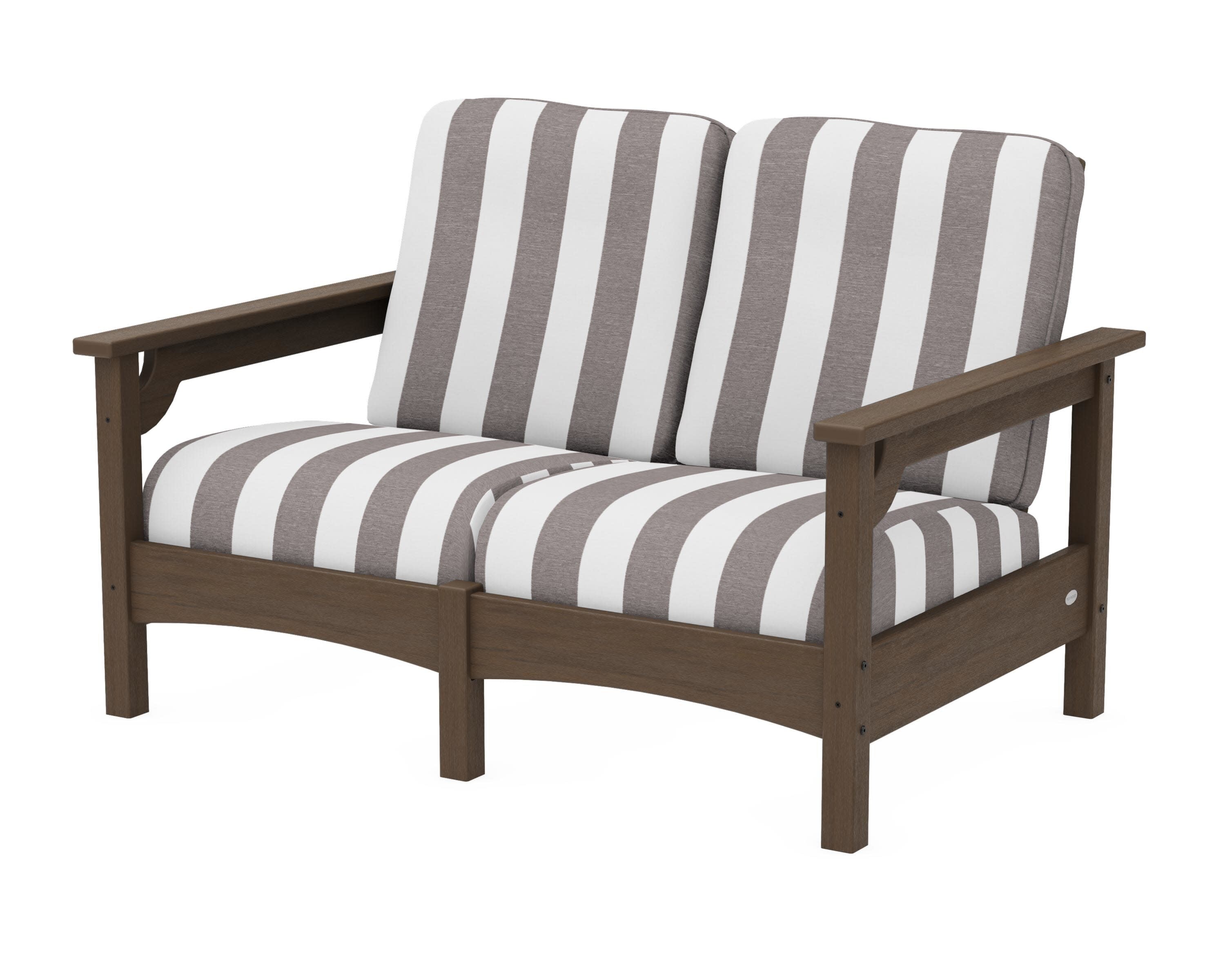 Club Loveseat in Kona / Cabana Stripe Grey Mist