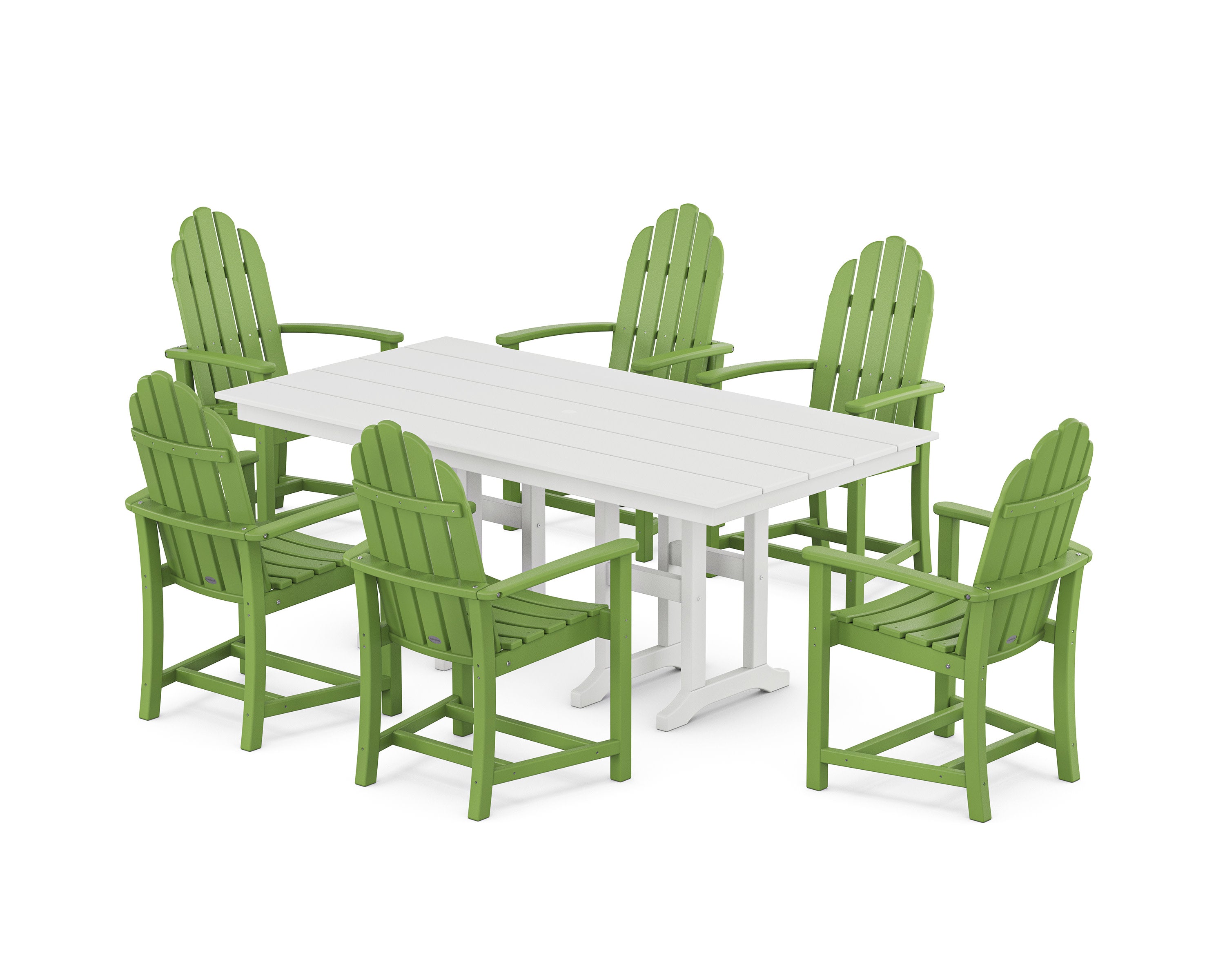Classic Adirondack 7-Piece Farmhouse Dining Set in Lime / White