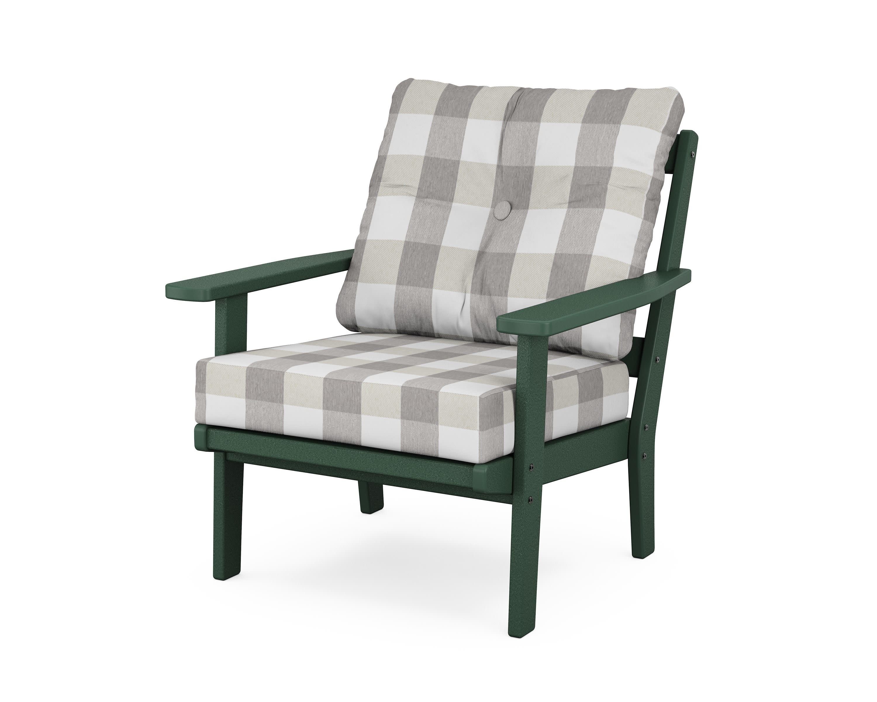 Oxford Deep Seating Chair in Green / Buffalo Plaid Grey Mist