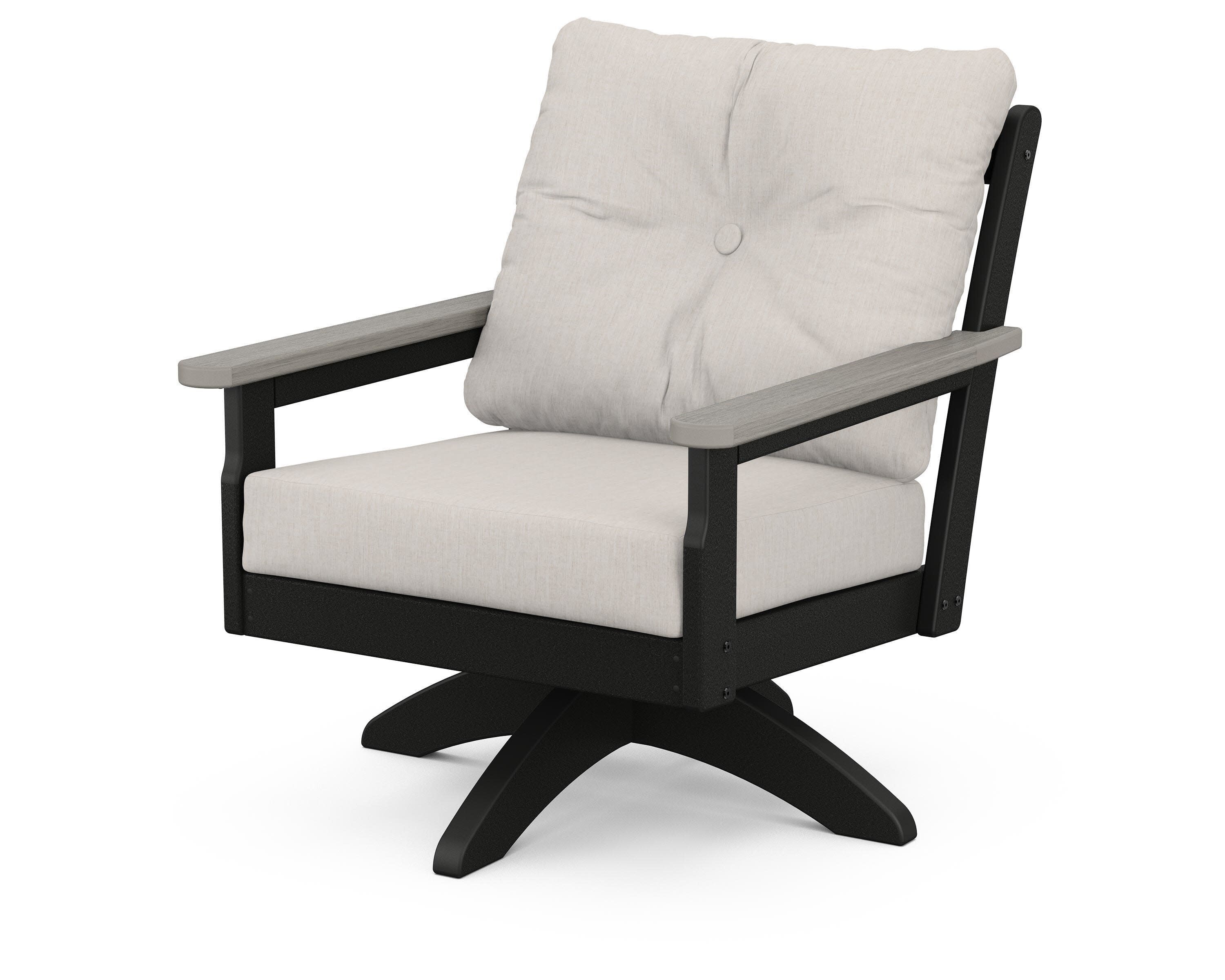 Vineyard Deep Seating Swivel Chair in Black / Driftwood / Cast Ash
