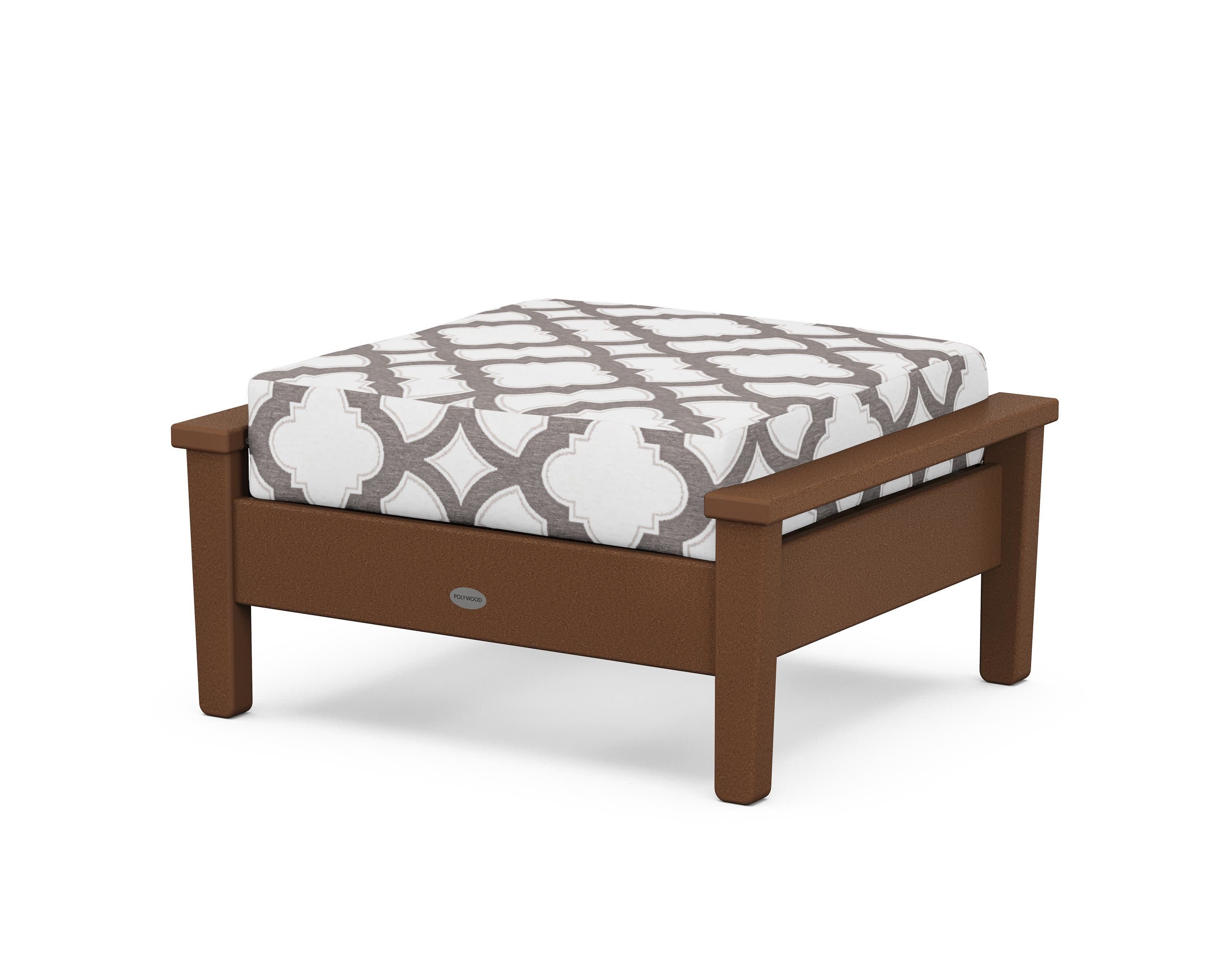 Prescott Deep Seating Ottoman in Teak / Trellis Grey Mist