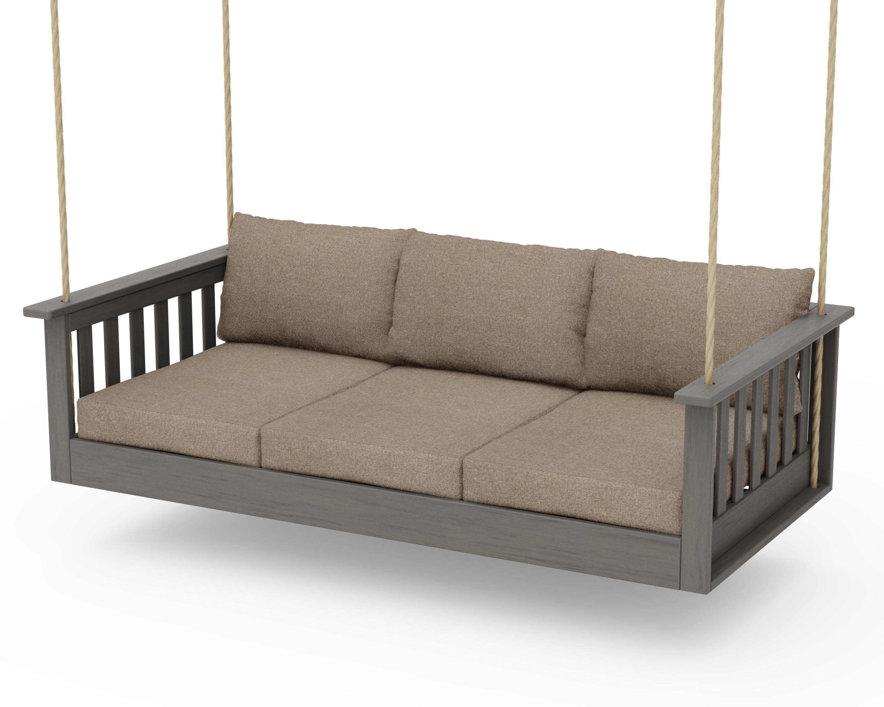 Vineyard Daybed Swing in Driftwood / Spiced Burlap