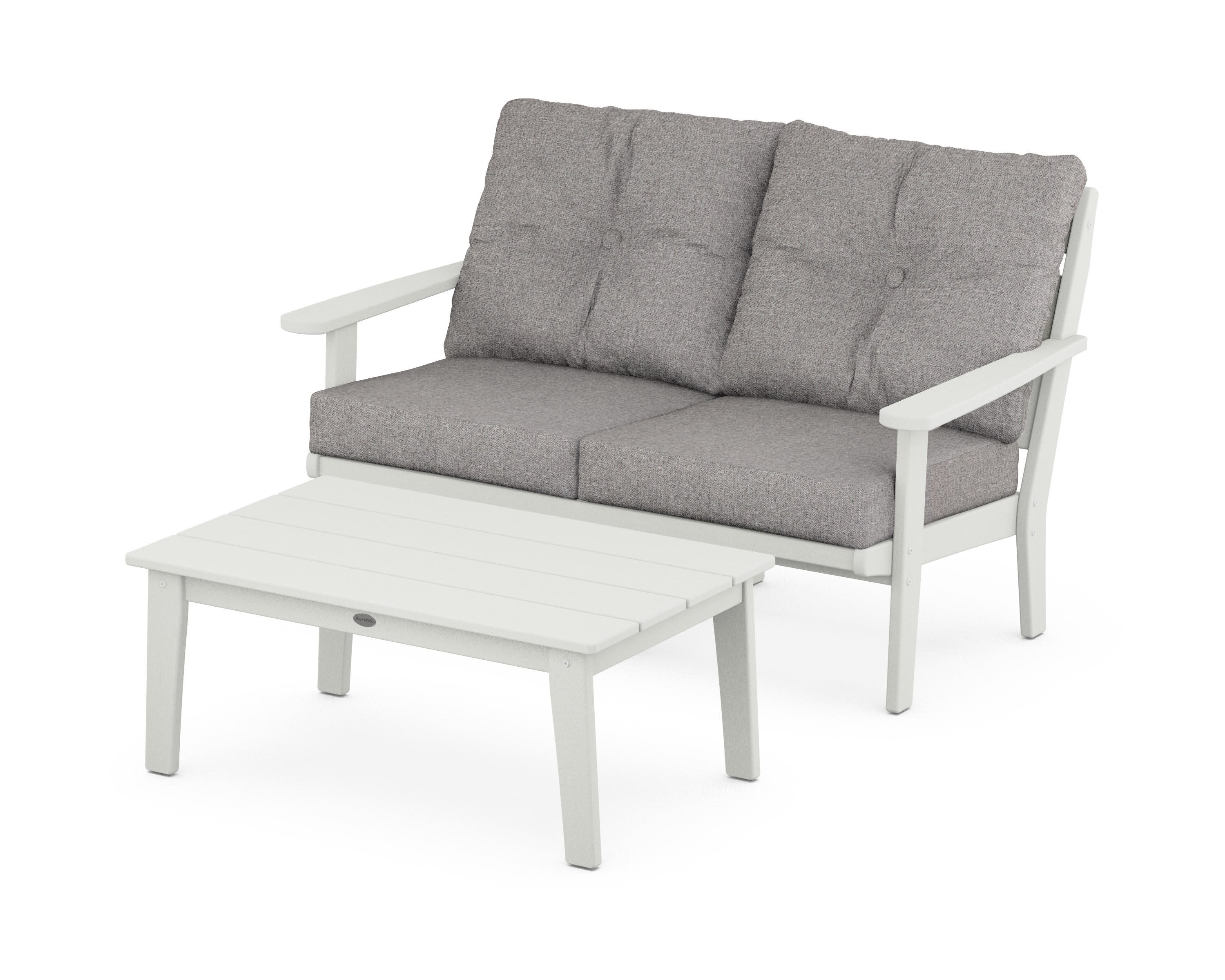 Lakeside 2-Piece Lounge Loveseat Set in Vintage White / Grey Mist