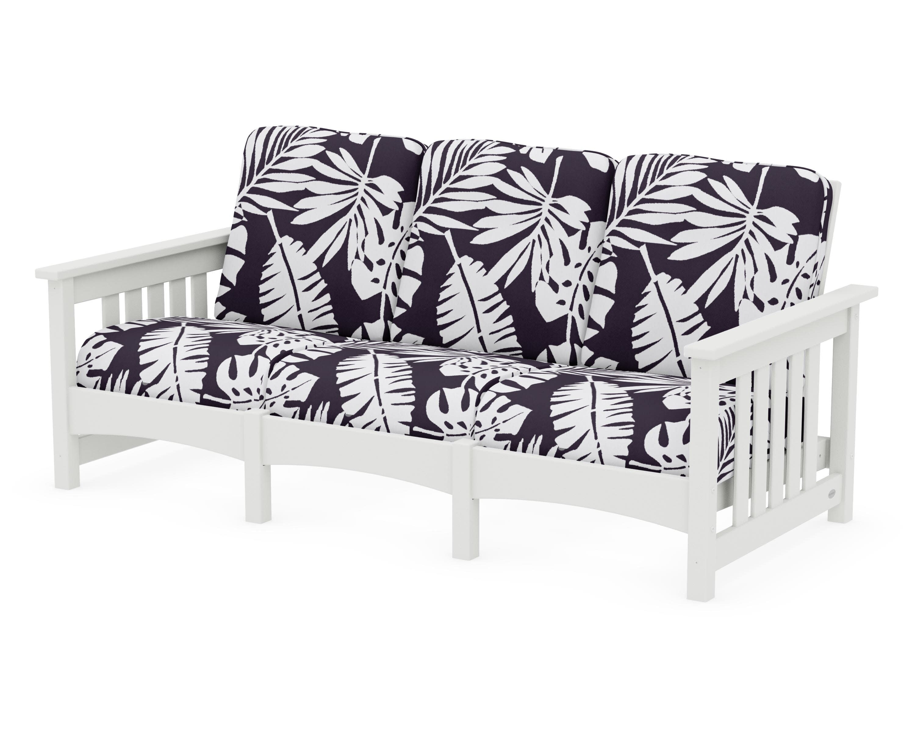 Club Mission Sofa in Vintage White / Leaf Navy
