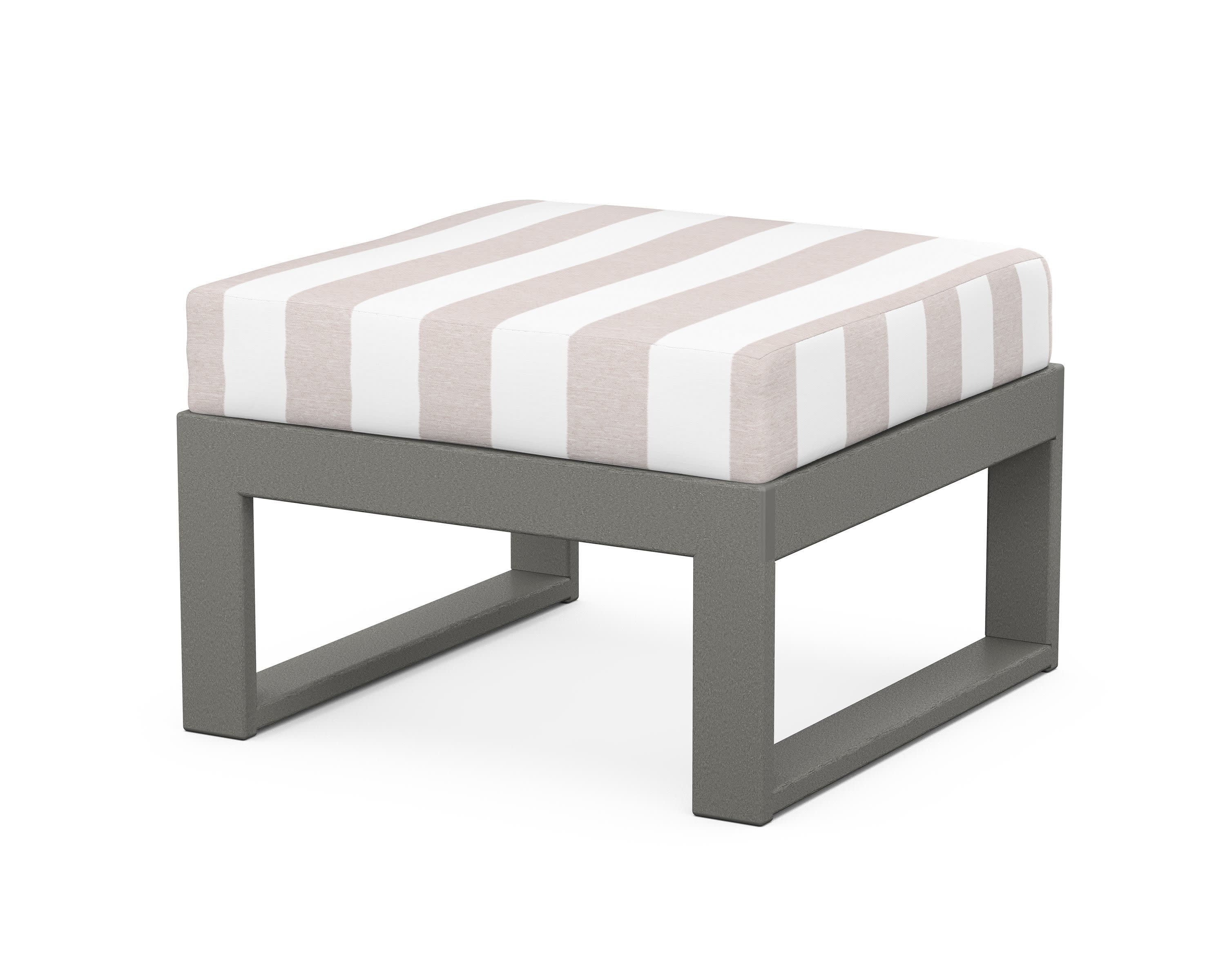 Modular Ottoman - Modern in Slate Grey / Cabana Stripe Dune Burlap