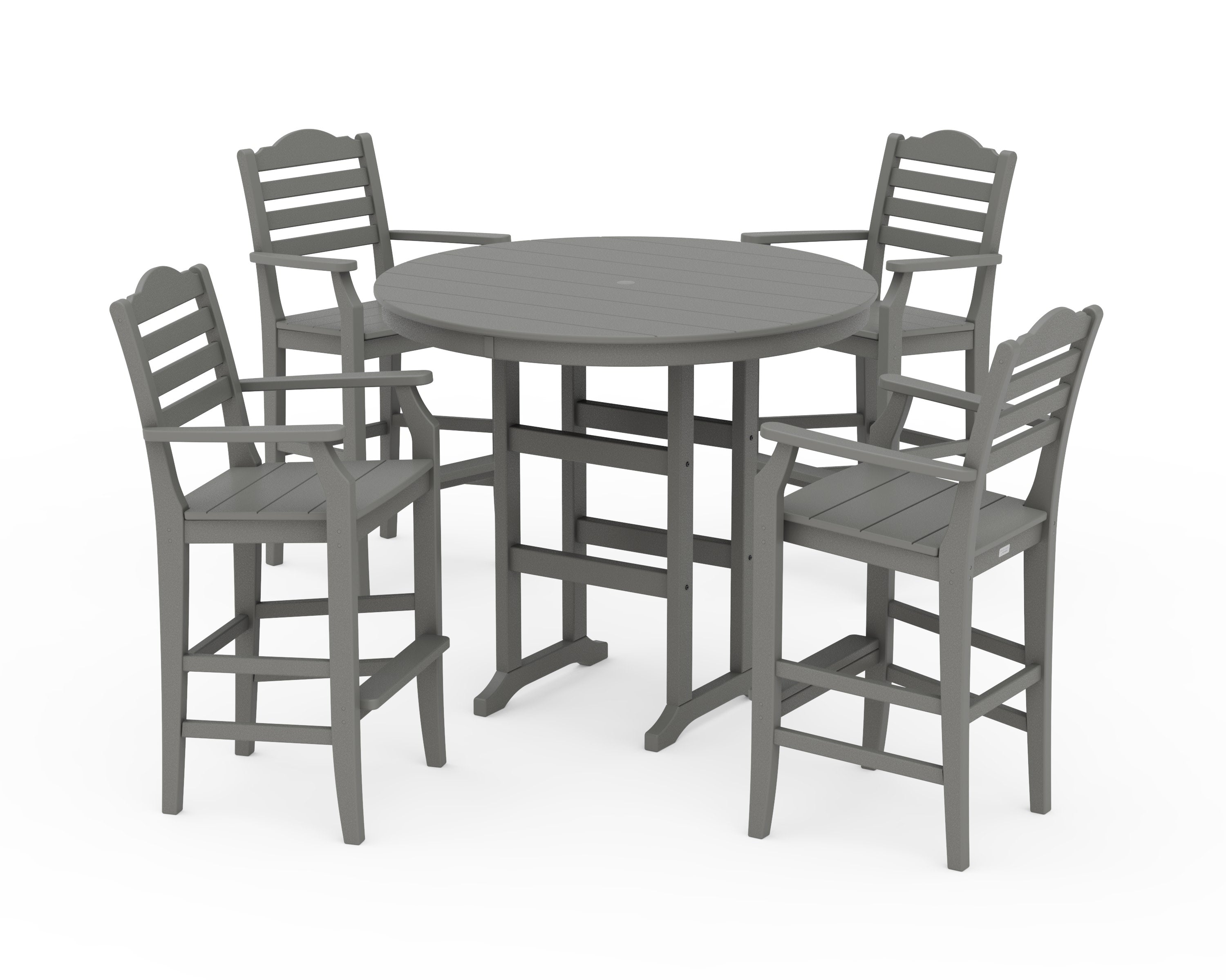 Savannah 5-Piece Round Farmhouse Bar Set in Slate Grey