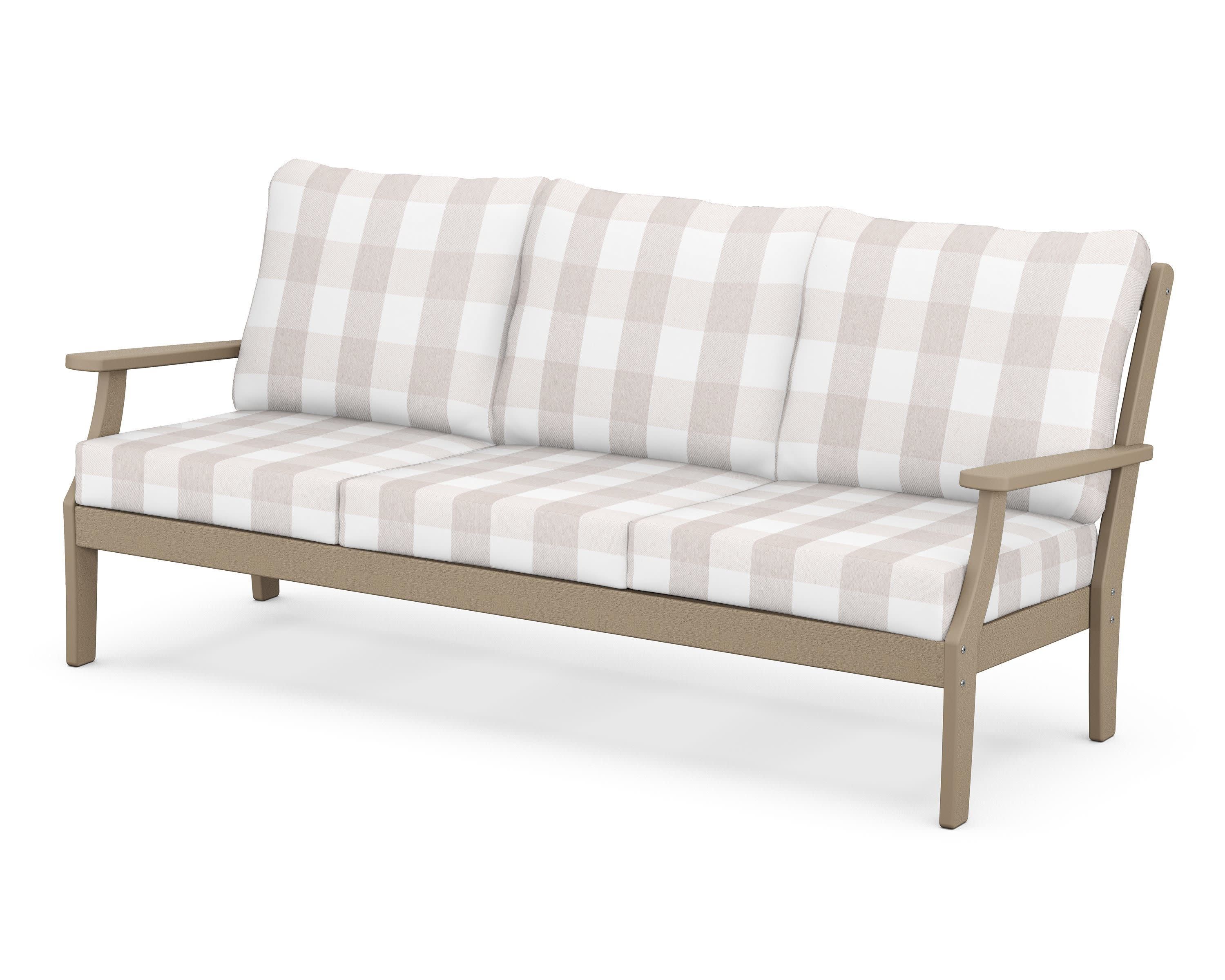 Braxton Deep Seating Sofa in Vintage Sahara / Buffalo Plaid Dune Burlap