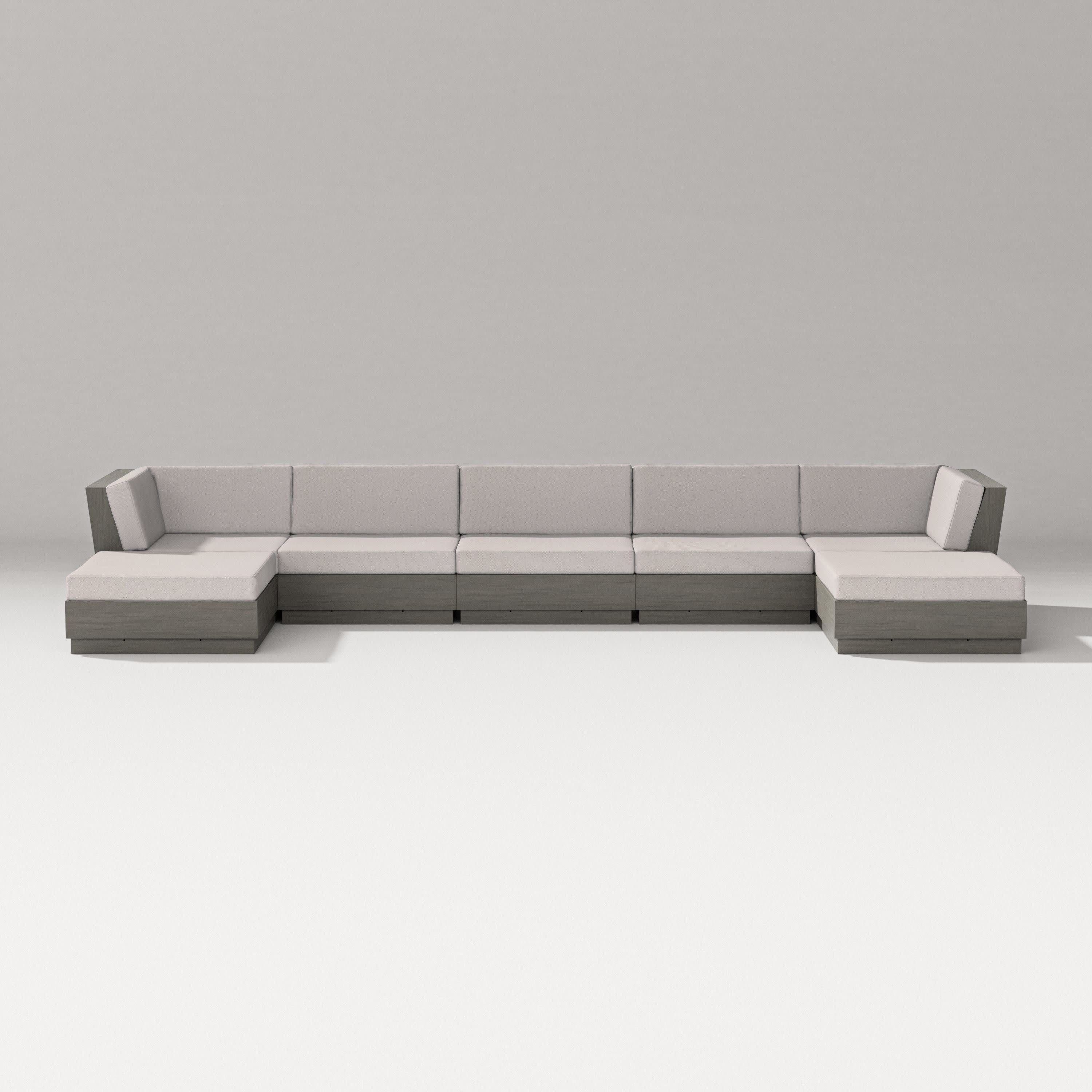 Elevate 7-Piece Double Chaise Sectional in Driftwood / Dune Burlap