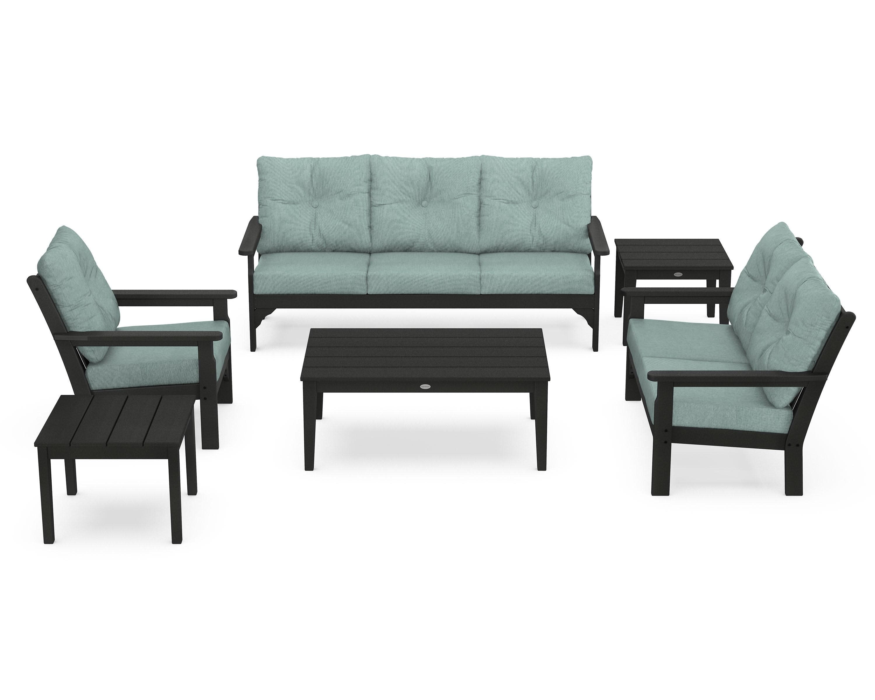 Vineyard 6-Piece Deep Seating Set in Black / Glacier Spa