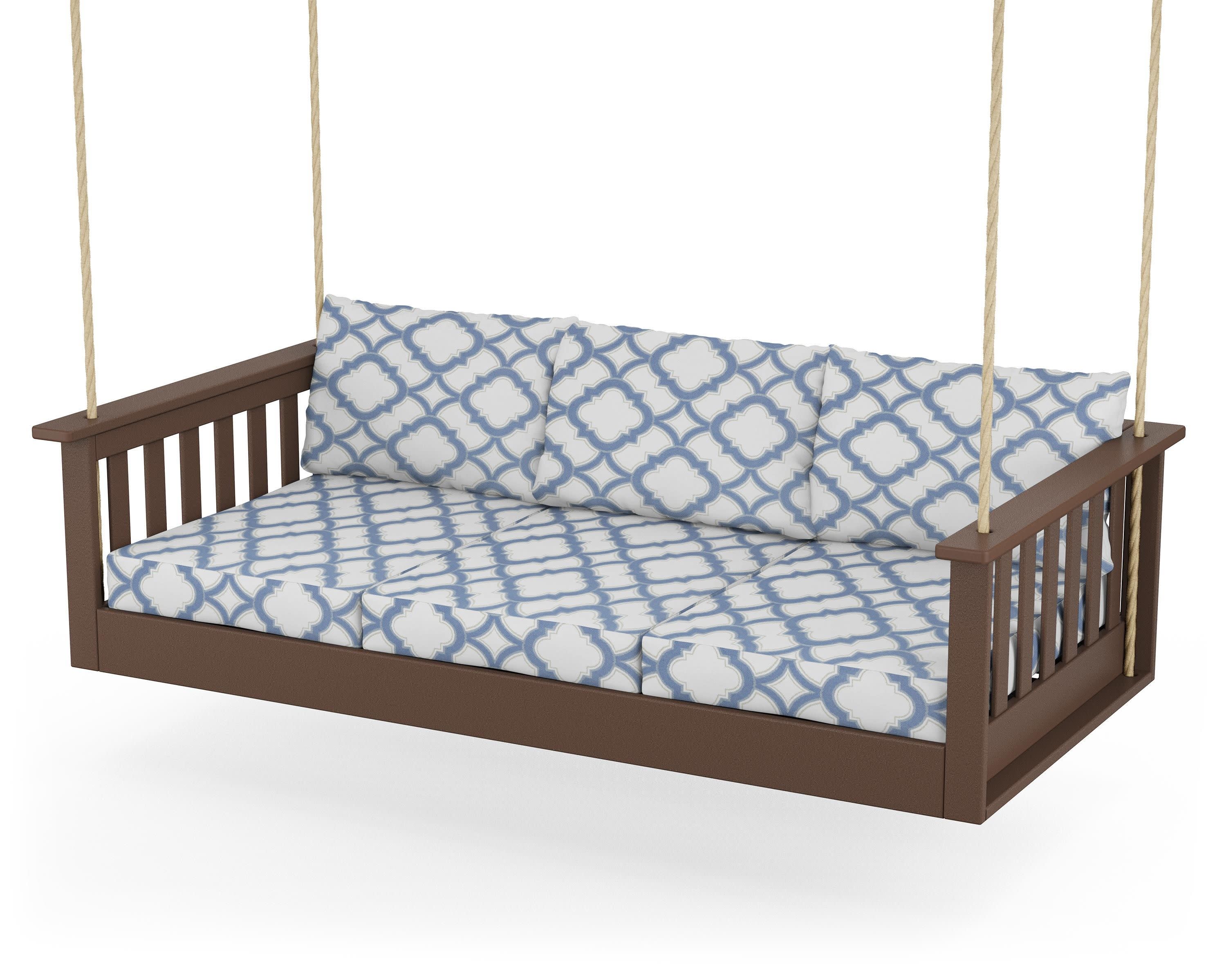 Vineyard Daybed Swing in Mahogany / Trellis Sky Blue