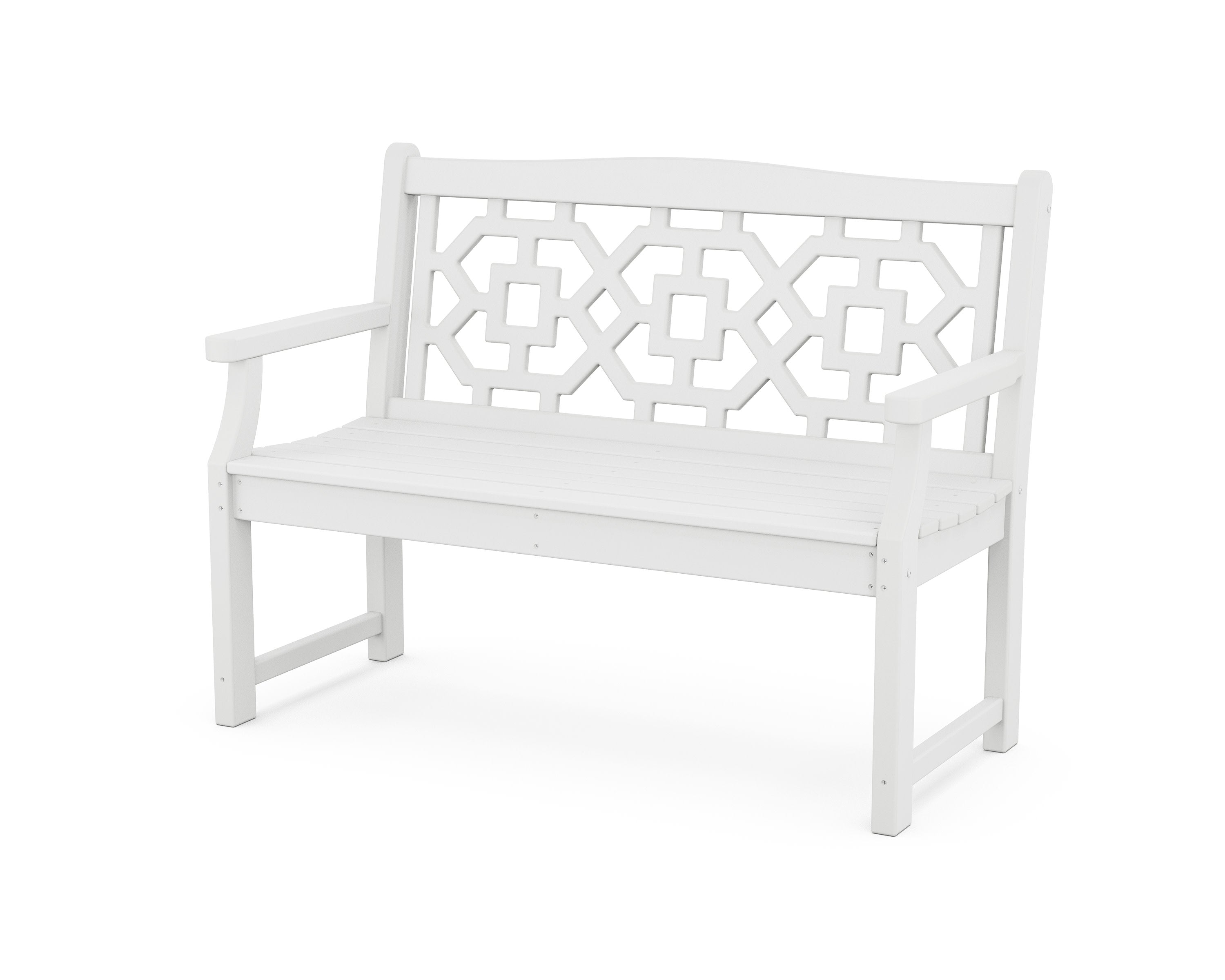 Chinoiserie 48" Garden Bench in White