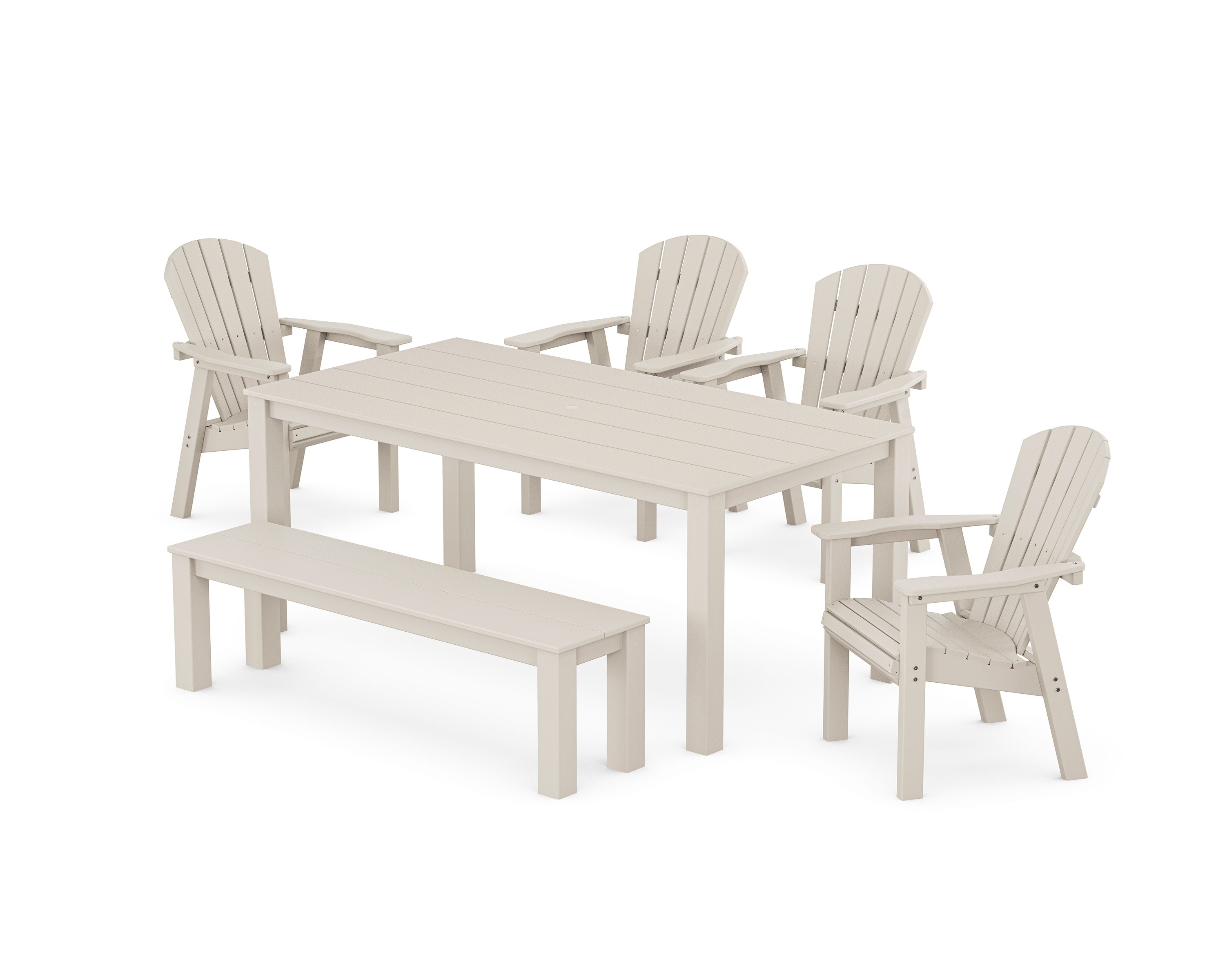 Seashell 6-Piece Parsons Dining Set with Bench in Sand