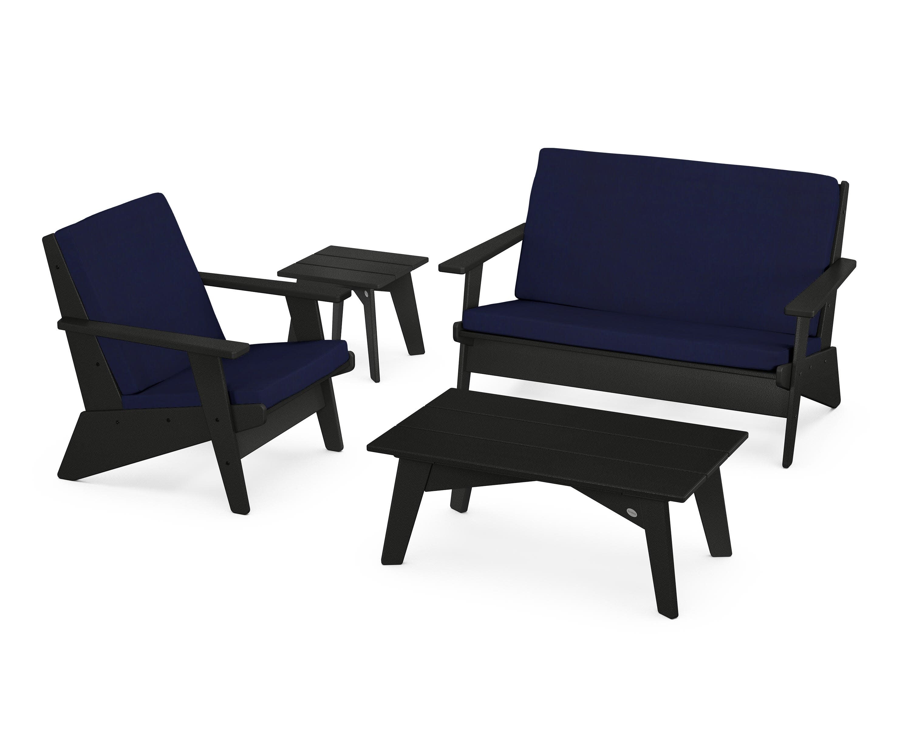 Riviera Modern Lounge 4-Piece Set in Black / Navy