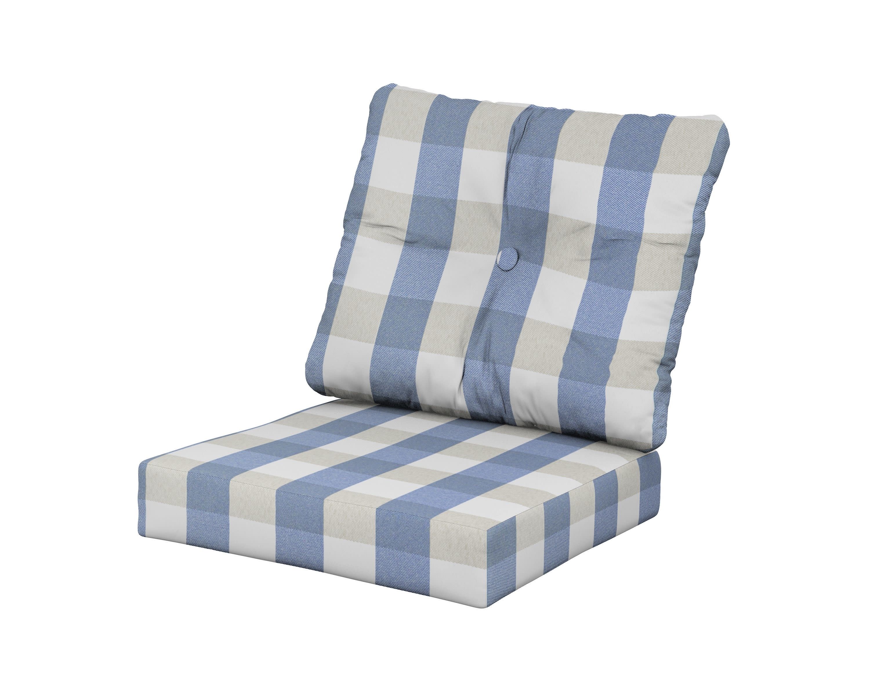Prescott Seat/Back Cushions in Buffalo Plaid Sky Blue