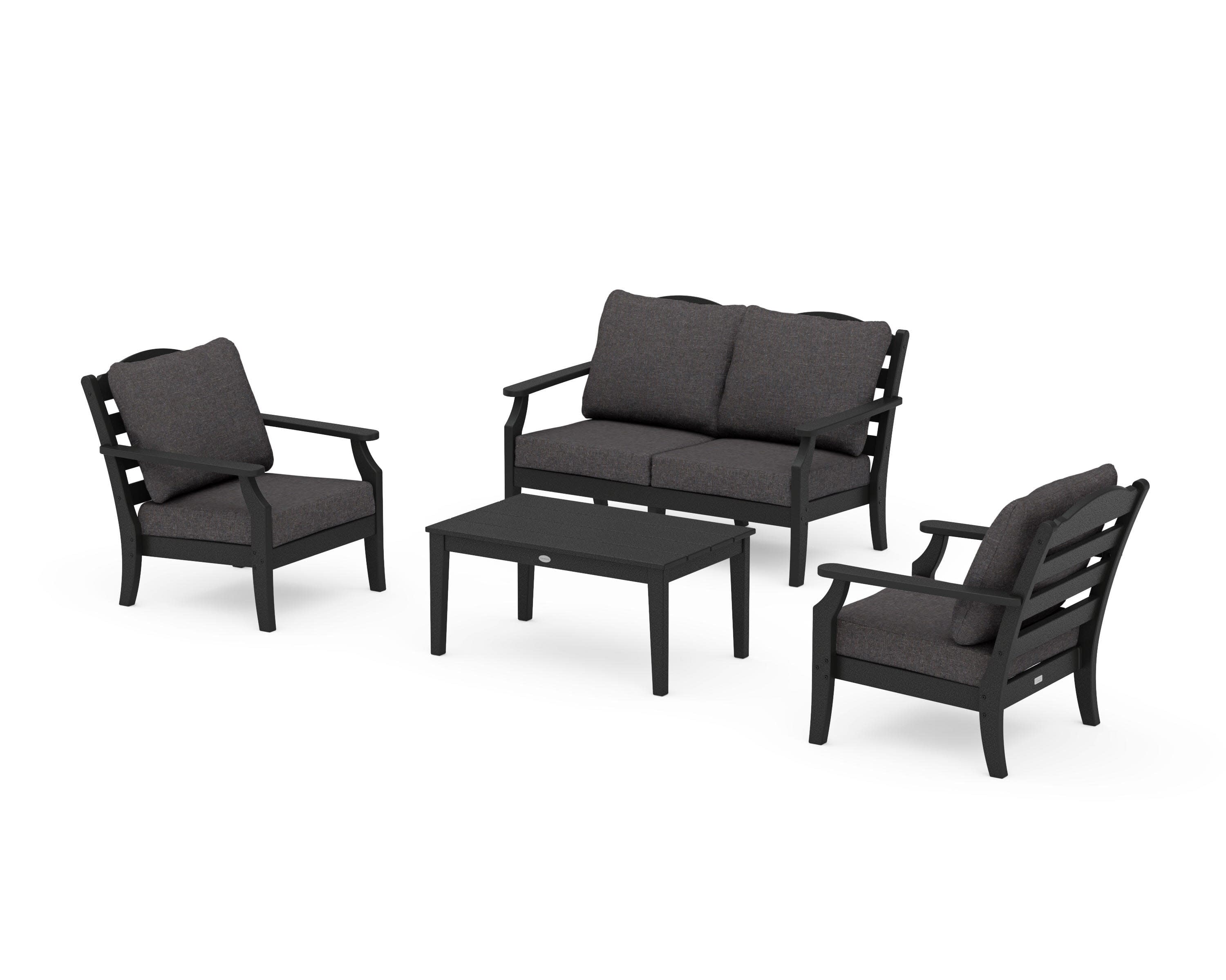 Savannah 4-Piece Deep Seating Set with Loveseat in Black / Ash Charcoal