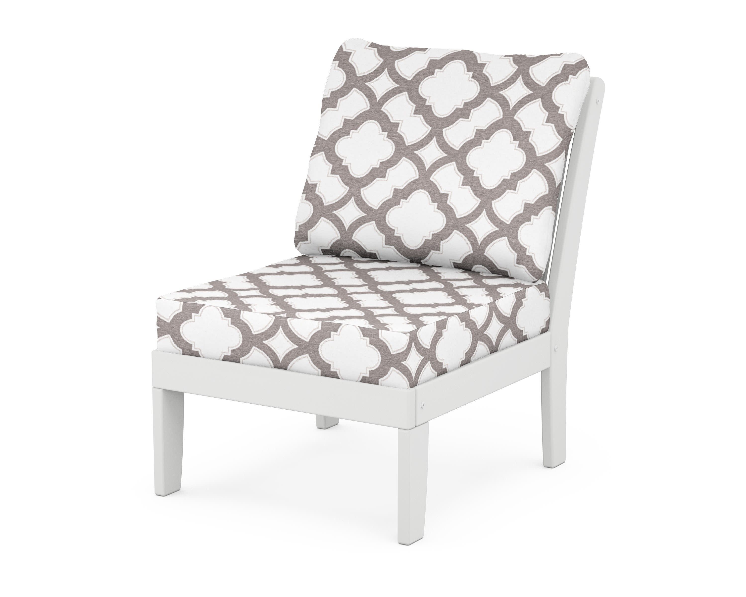 Braxton Modular Armless Chair in White / Trellis Grey Mist