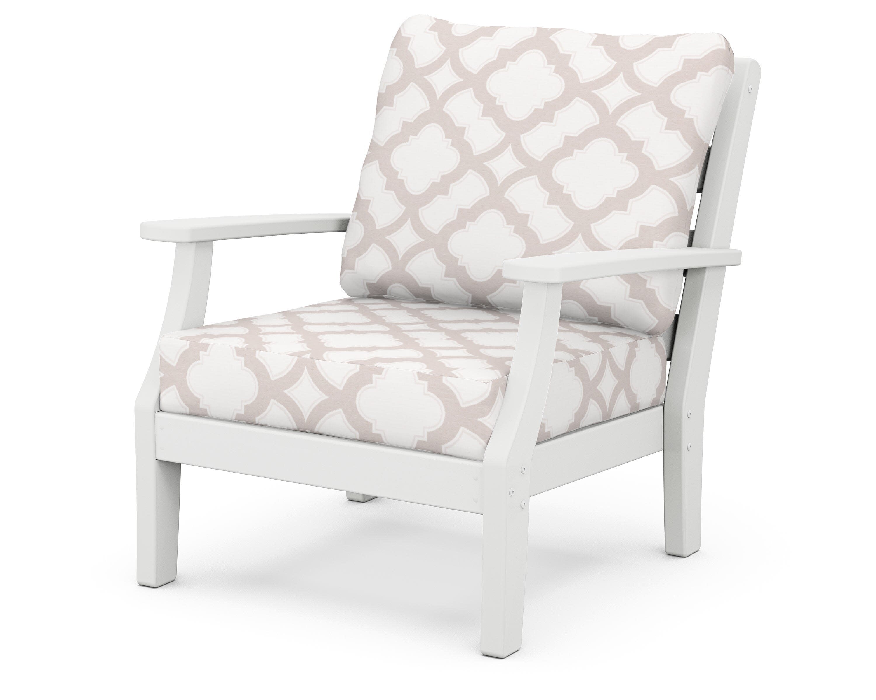 Chesapeake Deep Seating Chair in White / Trellis Dune Burlap