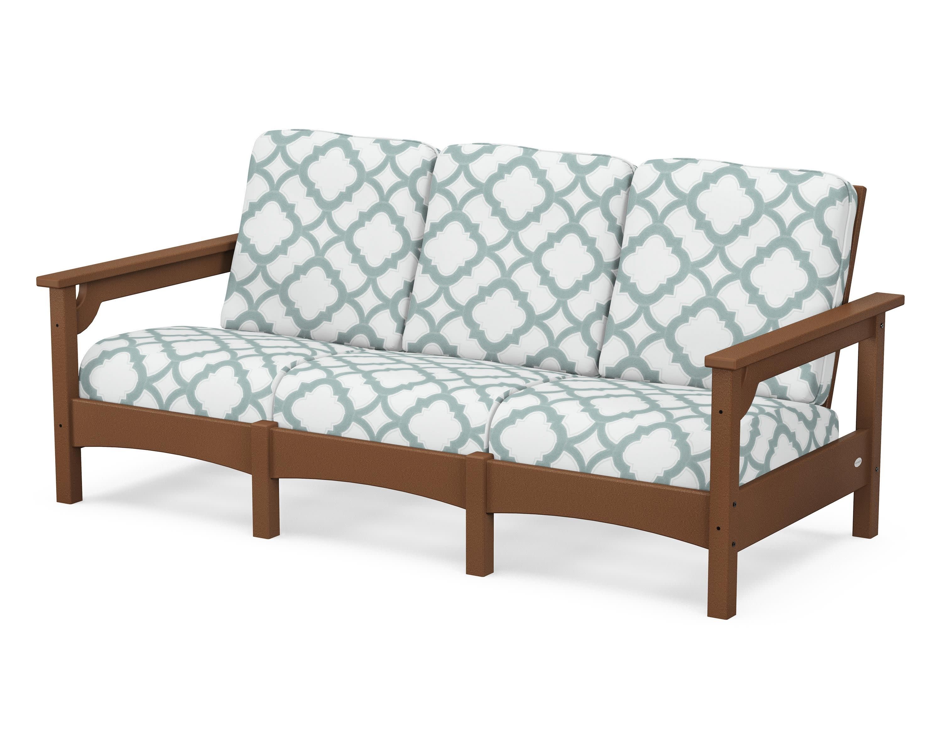 Club Sofa in Teak / Trellis Glacier Spa