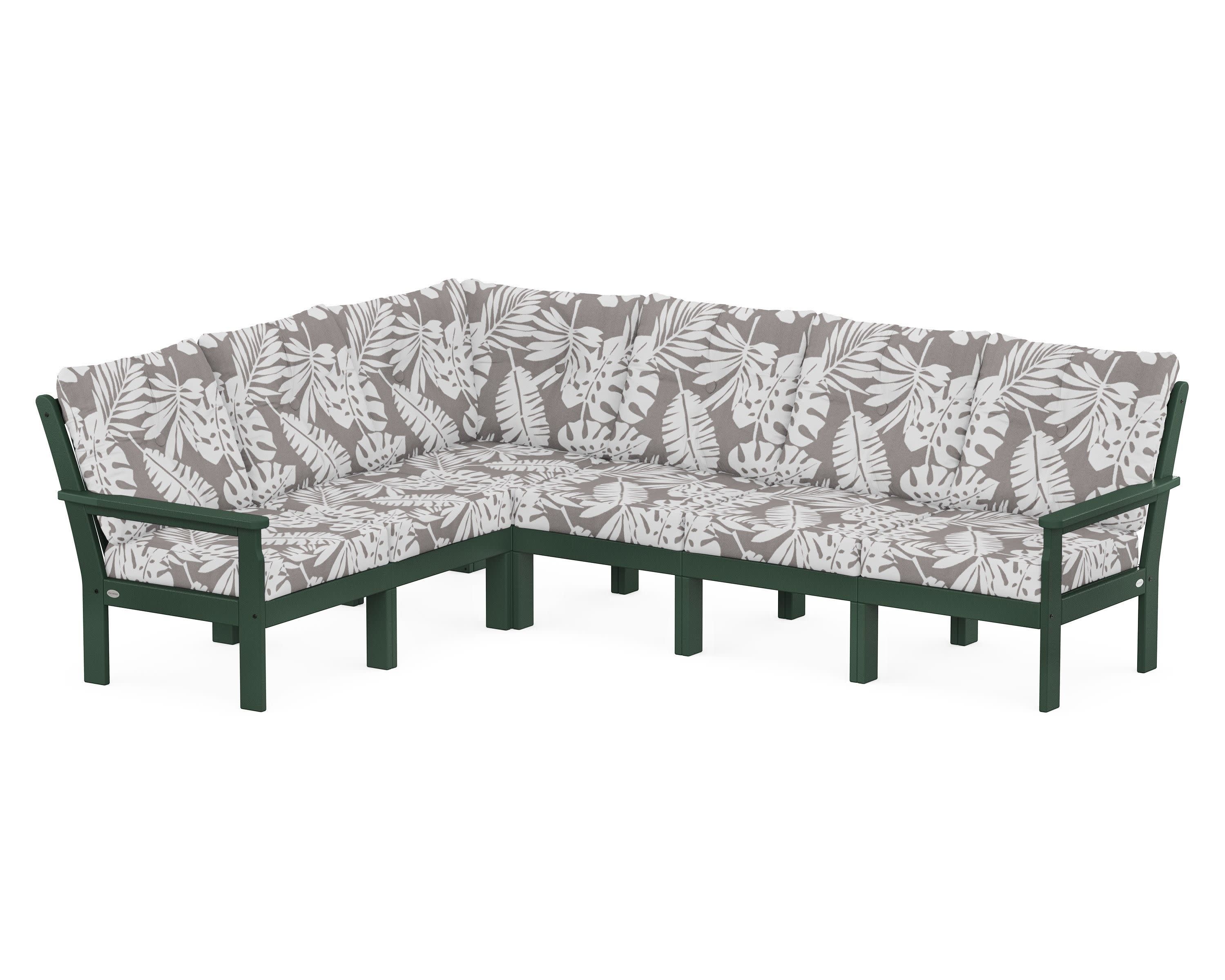 Vineyard 6-Piece Sectional in Green / Leaf Grey Mist