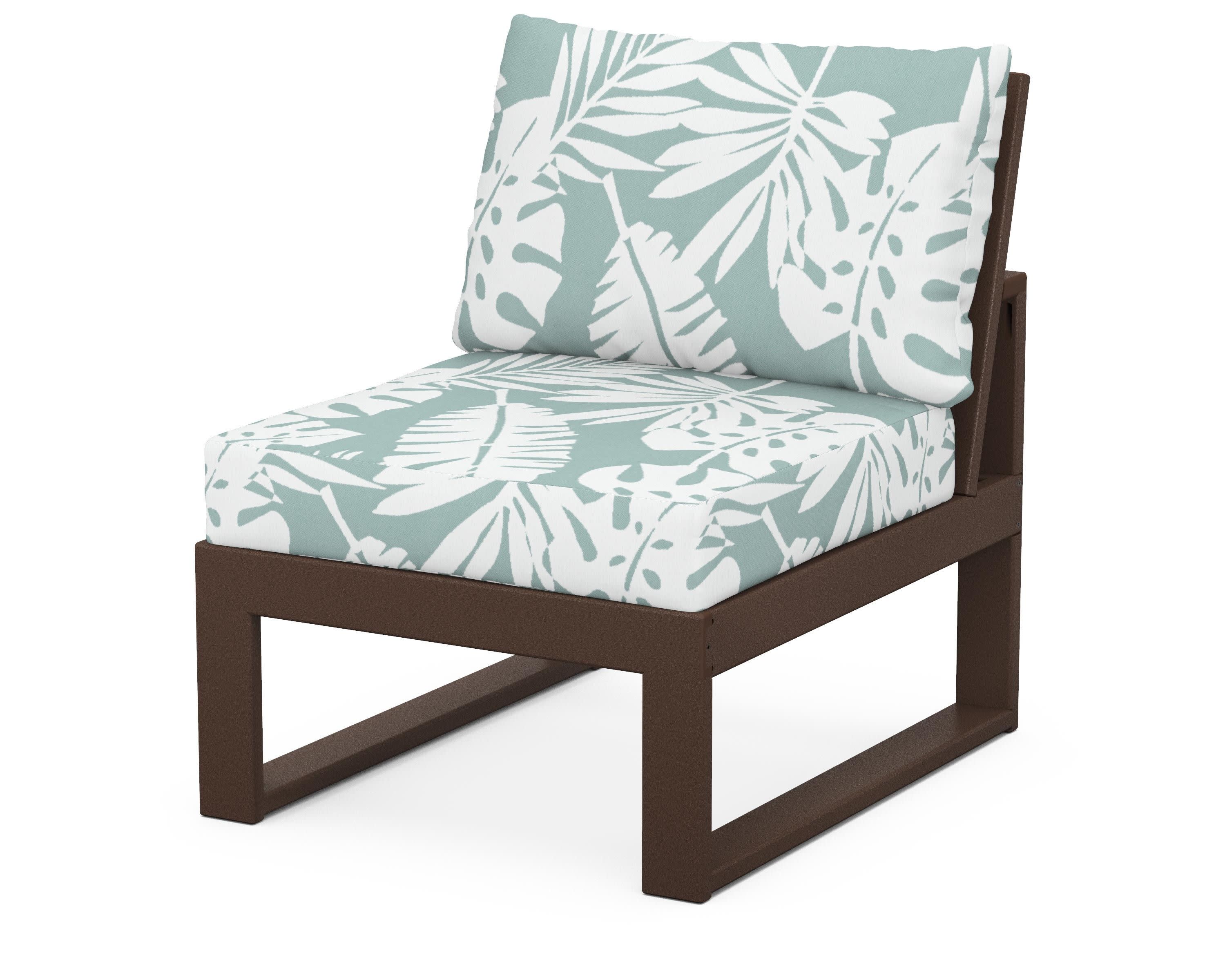 Modular Armless Chair in Mahogany / Leaf Glacier Spa