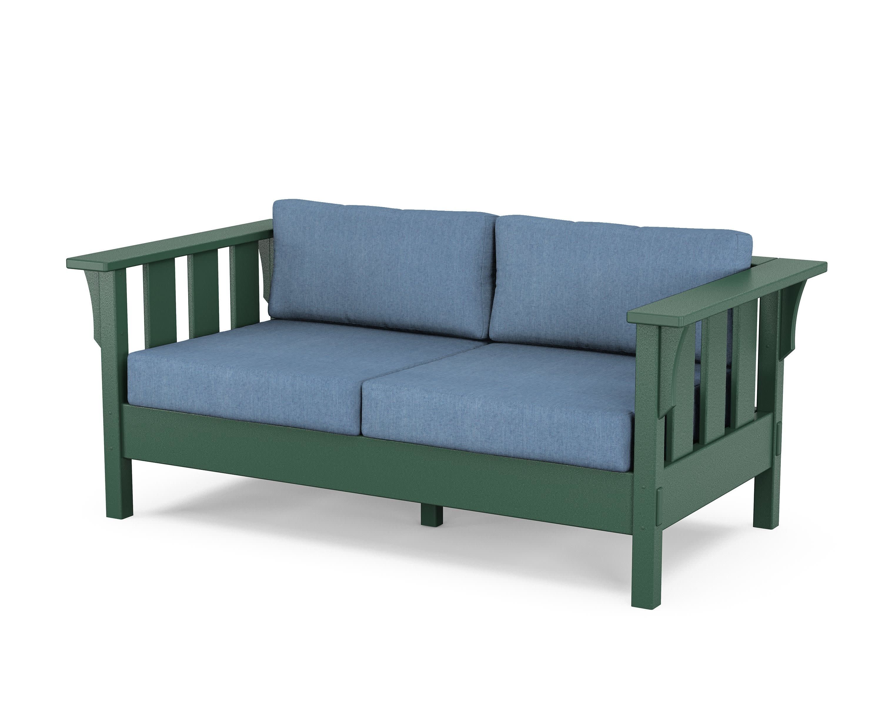 Acadia Deep Seating Loveseat in Green / Sky Blue